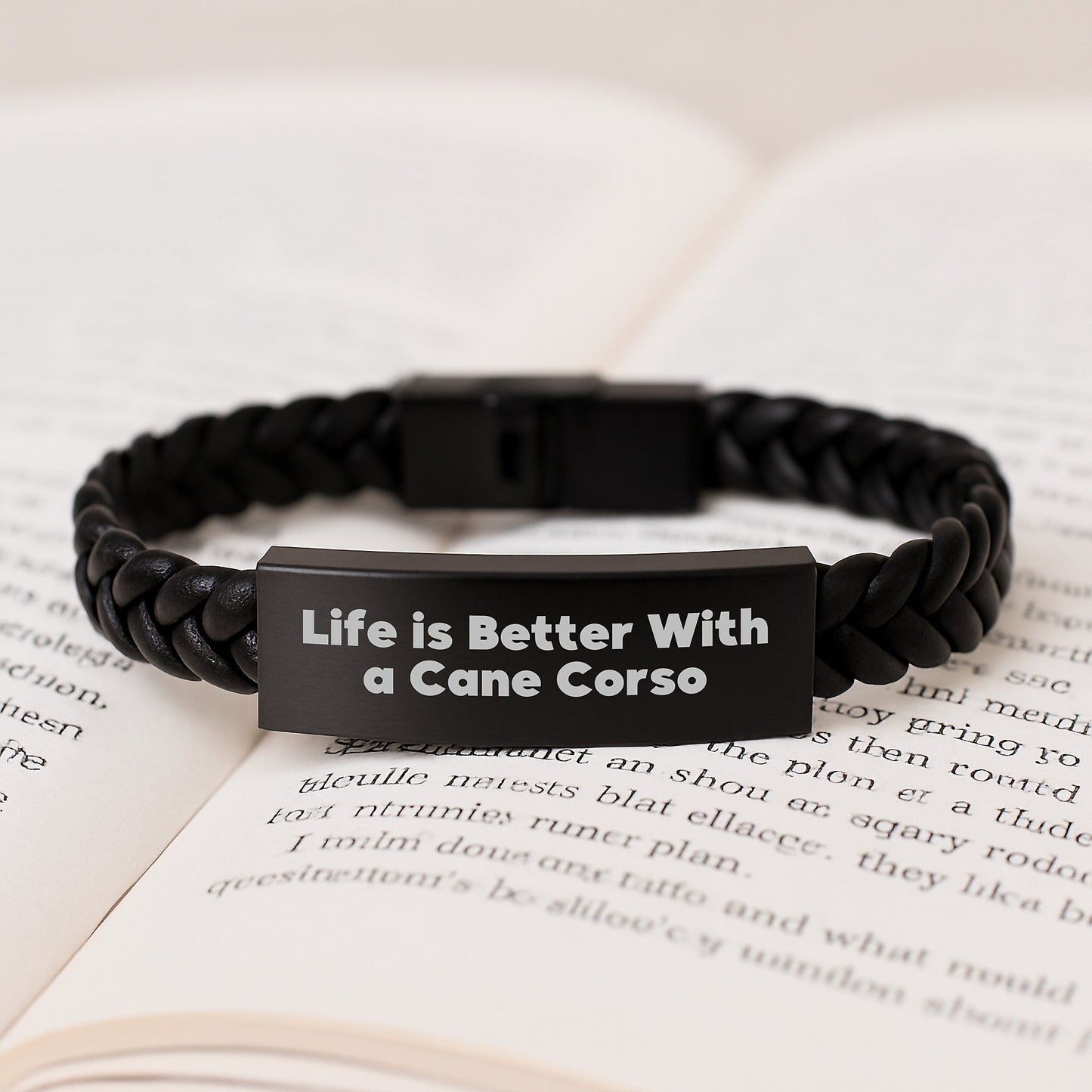 Funny Cane Corso Dog Lover Gifts from Friends, Unique Interlaced Leather Bracelet for Graduation, Life Is Better With A Cane Corso - Image 3