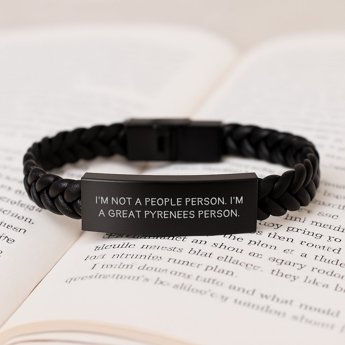Funny Great Pyrenees Dog Gifts, I'm Not A People Person. I'm A Great Pyrenees Person. Interlaced Leather Bracelet for Birthday, Gifts from Friends, Gifts for Great Pyrenees Dog - Image 3