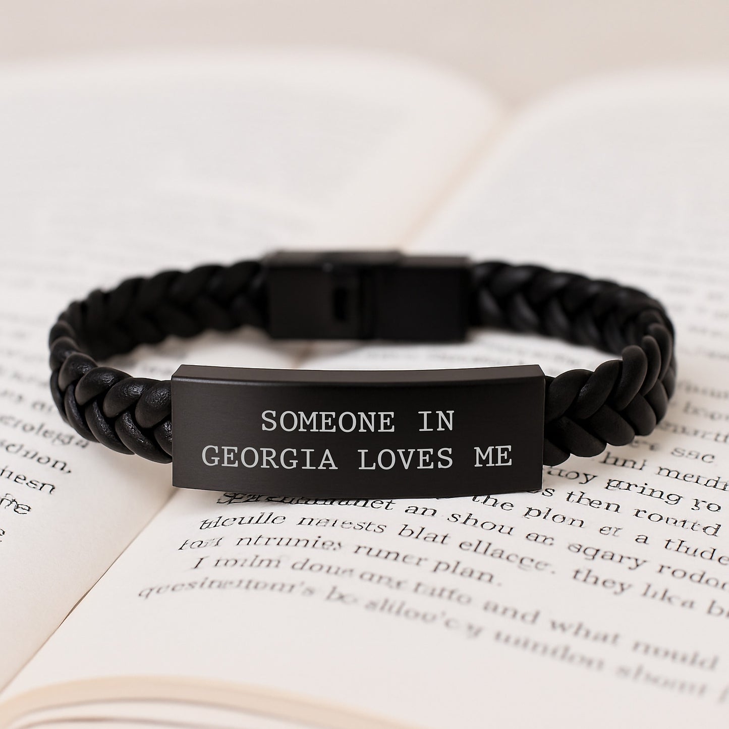 Georgia Inspired Interlaced Leather Bracelet - Someone In Georgia Loves Me, Unique Birthday Unique Gifts from Friends, and Gifts for Georgia - Image 3