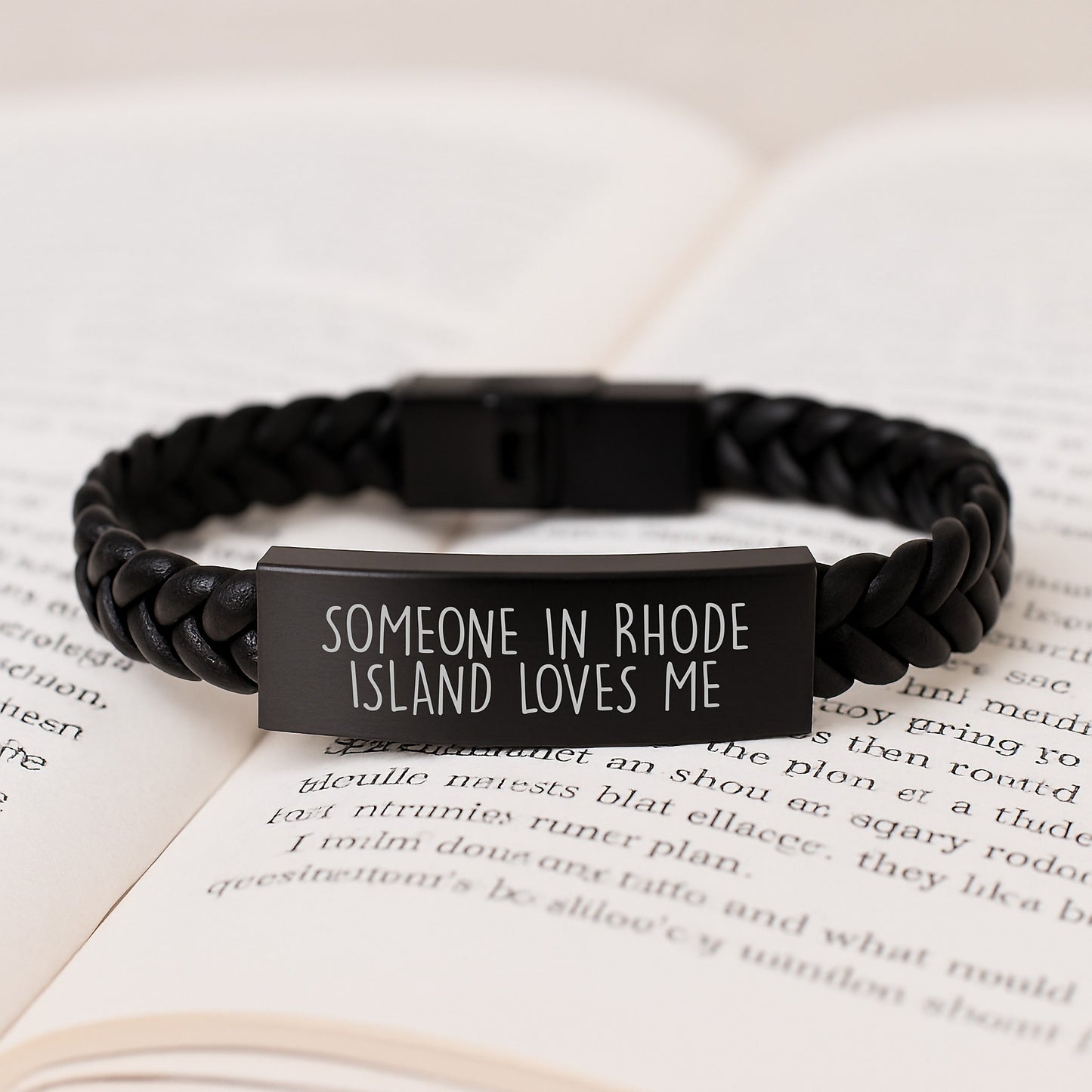 Rhode Island Inspired Interlaced Leather Bracelet, Someone In Rhode Island Loves Me Quote, Gifts for Men, Unique Birthday Unique Gifts from Friends - Image 3