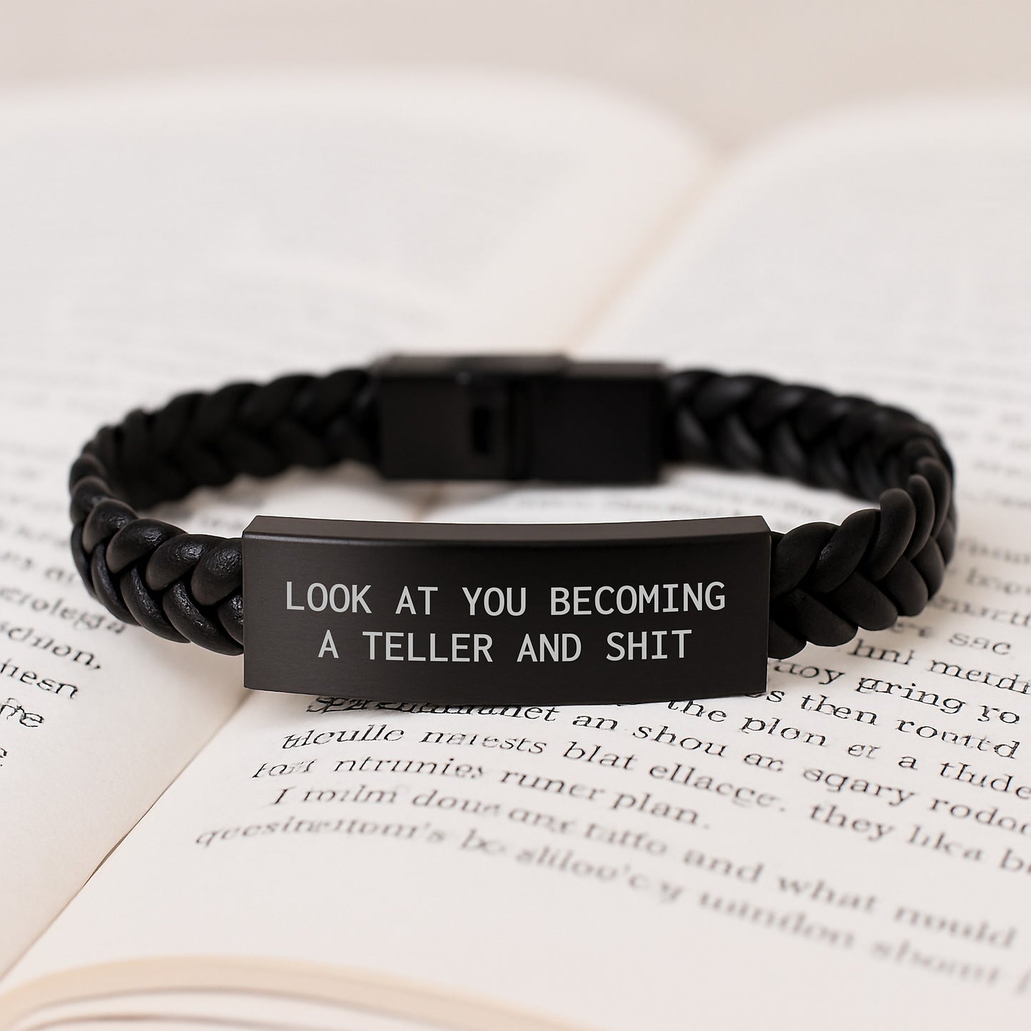 Funny Quote Mother's Day Unique Gift for Teller - Interlaced Leather Bracelet with Stainless Steel and PU Leather - Image 3
