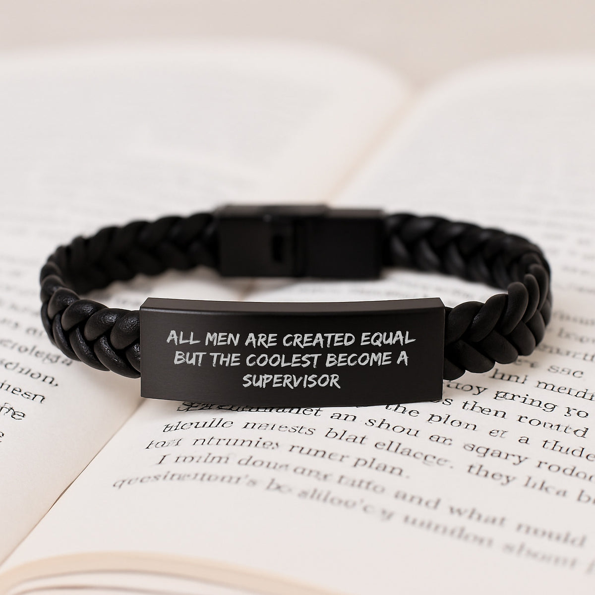 Funny Supervisor Gifts from Men, Interlaced Leather Bracelet for Supervisor, All Men Are Created Equal But The Coolest Become A Supervisor - Father's Day Unique Gifts - Image 3