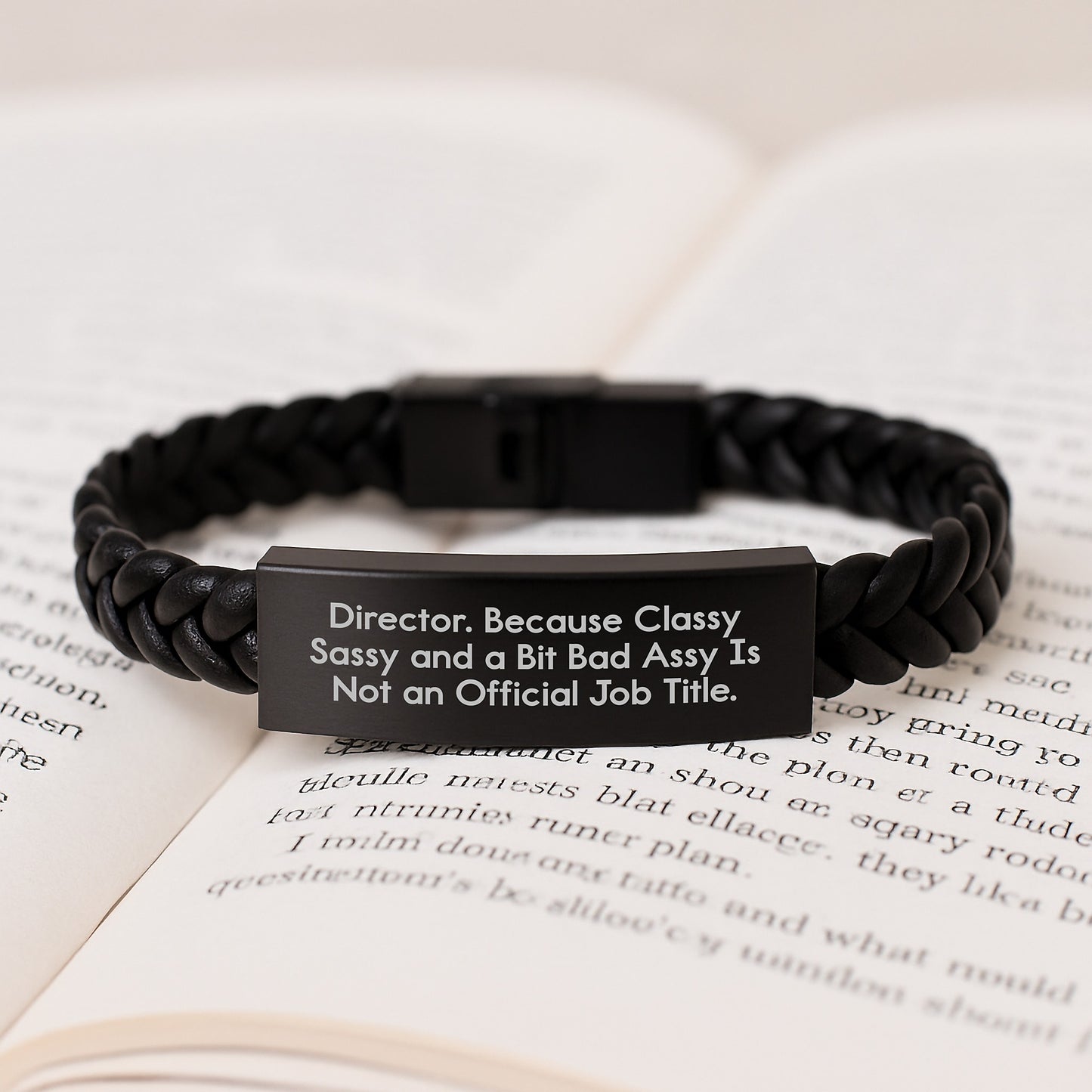 Gifts for Director, Funny Quote Director Interlaced Leather Bracelet, Graduation Unique Gifts from Friends - Image 3