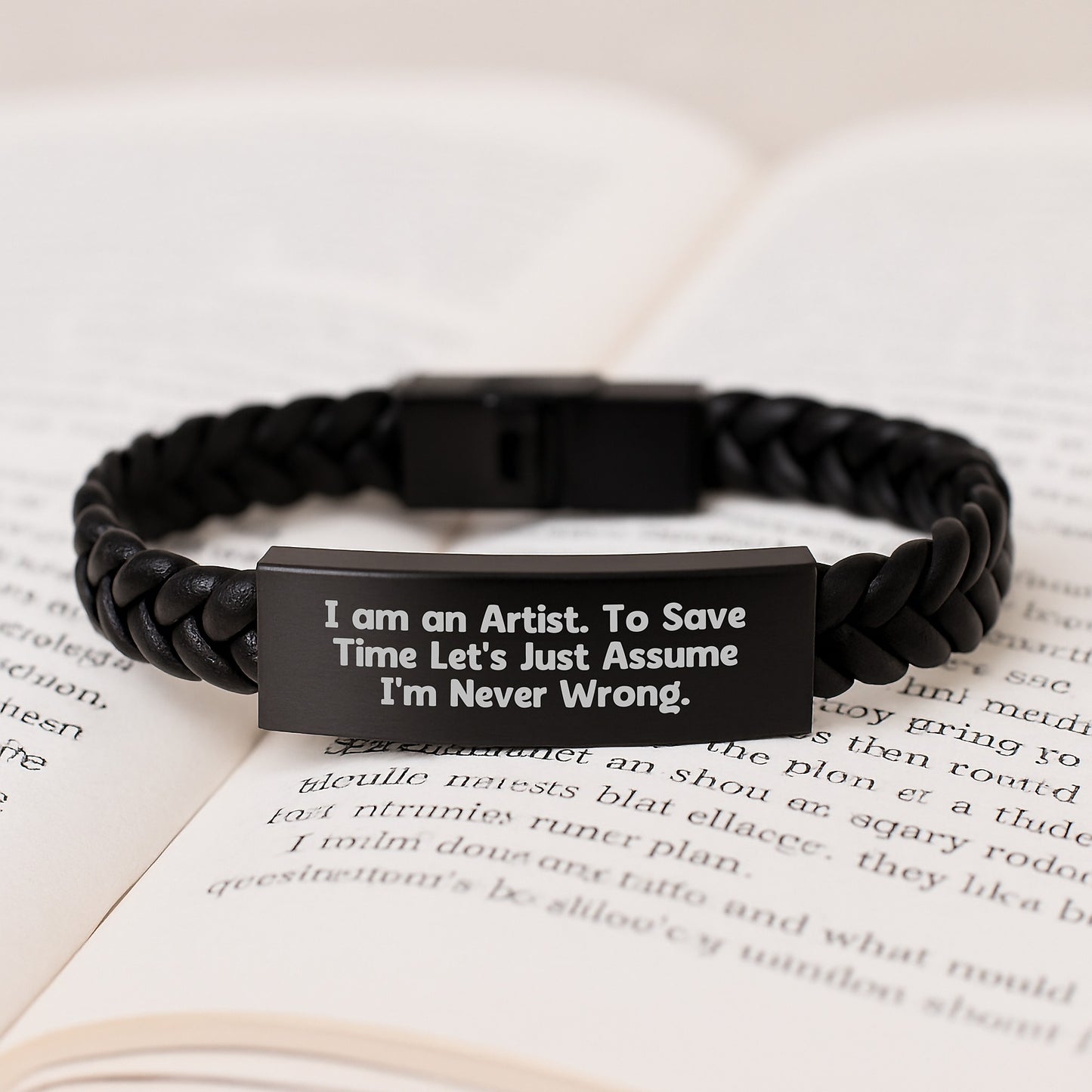 Funny Artist Gifts for Men - Interlaced Leather Bracelet - Unique Christmas Memorable Presents from Friends to Family, Engraved Stainless Steel for Artist - Image 3