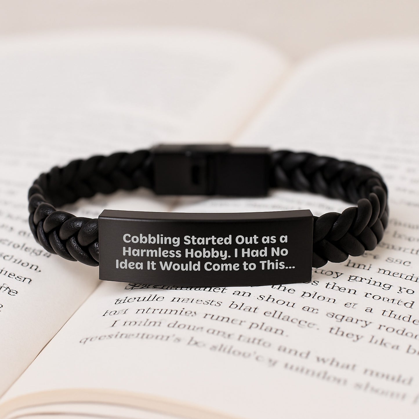 Cobbling Gifts for Men - Interlaced Leather Bracelet with Stainless Steel, PU Leather, Funny Quote - Gifts from Friends, Family, Coworkers for Christmas - Image 3