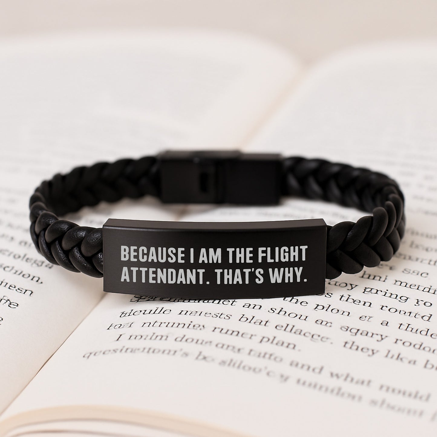 Funny Flight Attendant Gifts for Men, Interlaced Leather Bracelet Birthday Unique Gifts from Friends to Flight Attendant, Because 'I Am The Flight Attendant. That's Why.' - Image 3