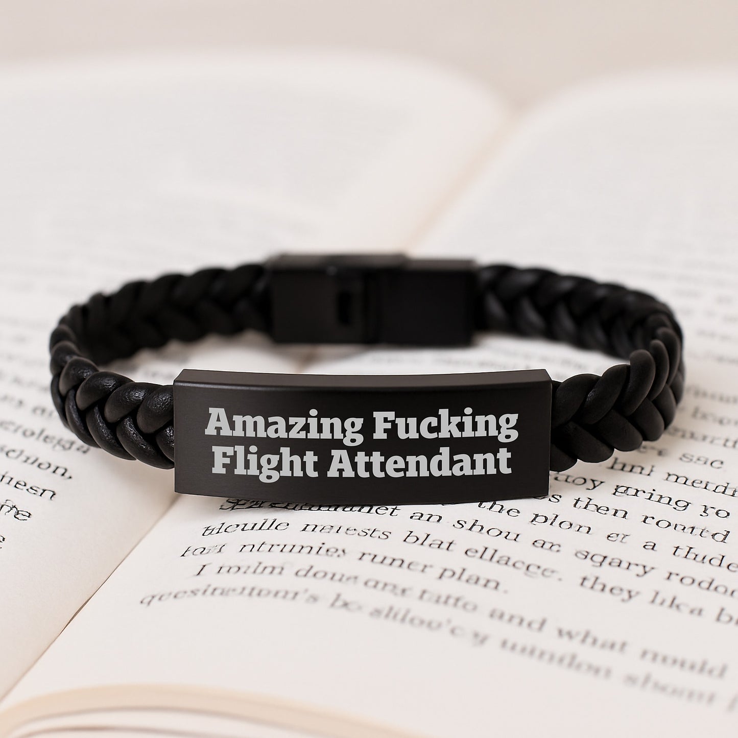Funny Flight Attendant Quote Interlaced Leather Bracelet Gifts from Friends for Birthday - Stainless Steel and PU Leather - Image 3