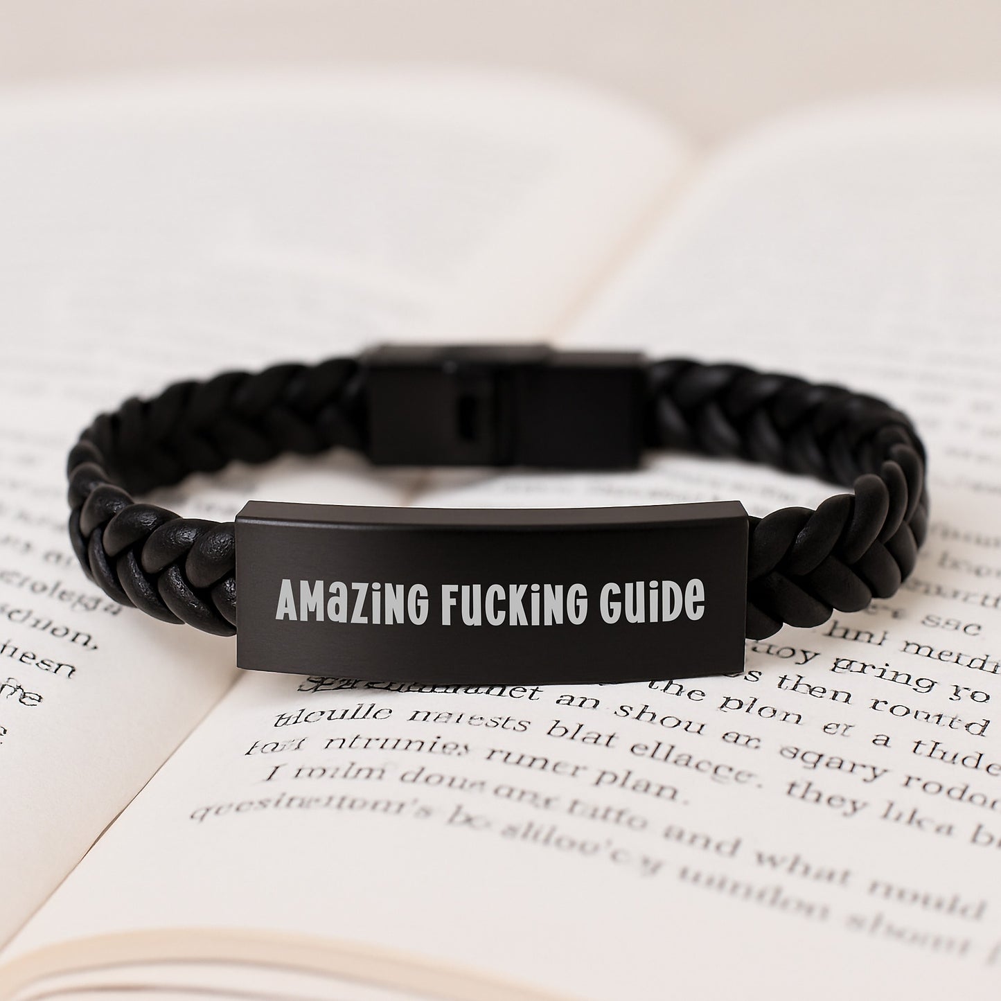 Funny Guide Gifts from Friends - Guide Unique Birthday Unique Gifts for Men, Women with Interlaced Leather Bracelet, Stainless Steel Engraved - Image 3
