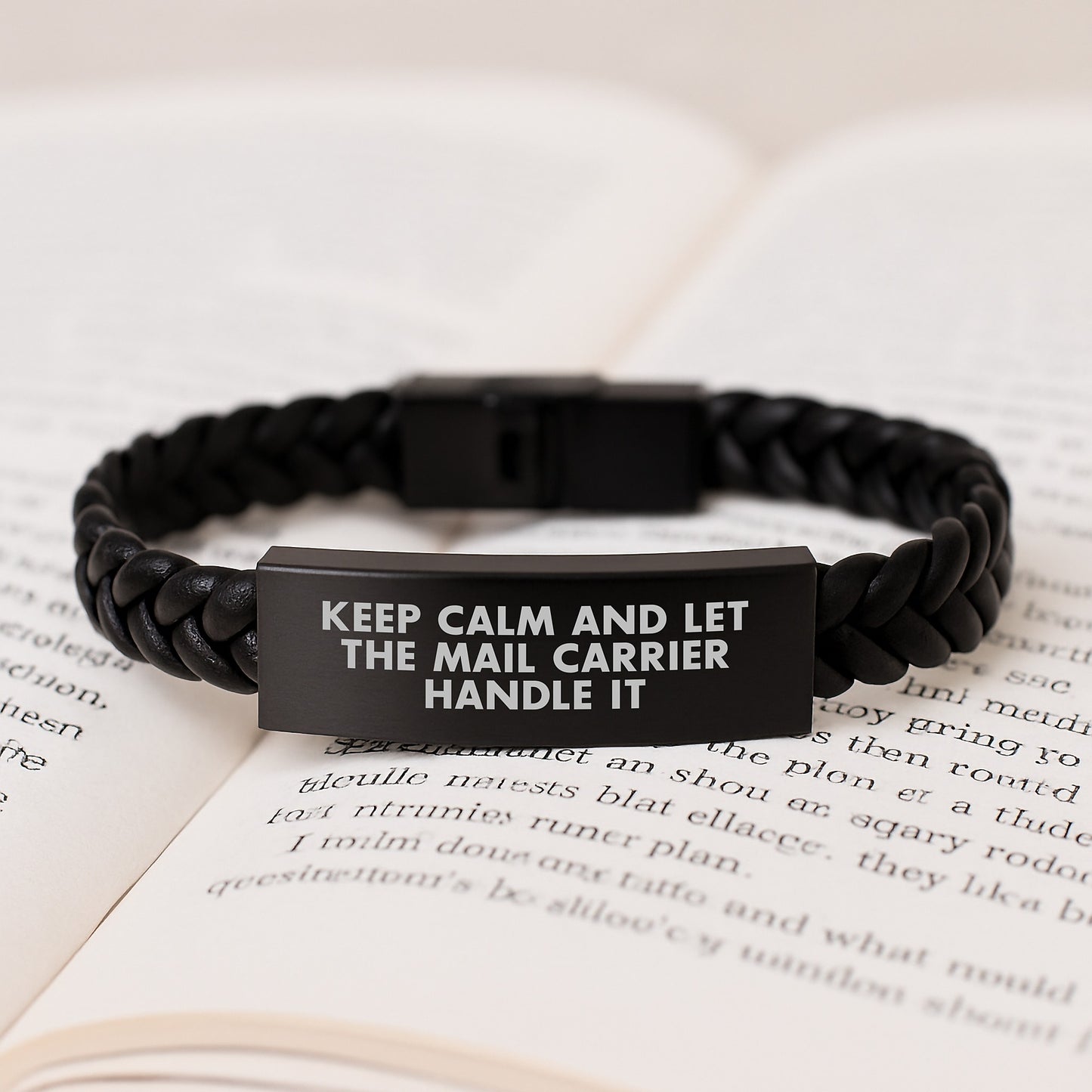 Funny Mail Carrier Gifts for Men from Friends - Interlaced Leather Bracelet Keep Calm And Let The Mail Carrier Handle It Christmas Unique Presents - Image 3