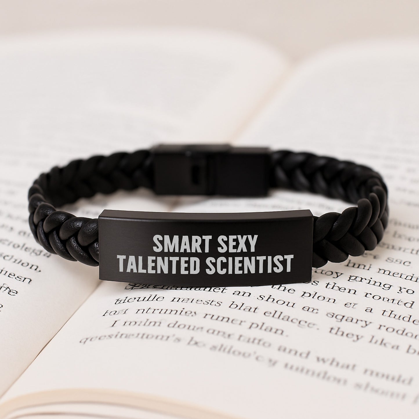 Make Someone's Day with 'Smart Sexy Talented Scientist' Interlaced Leather Bracelet, Gifts from Family to Men, Christmas Unique Gifts for Scientist - Image 3