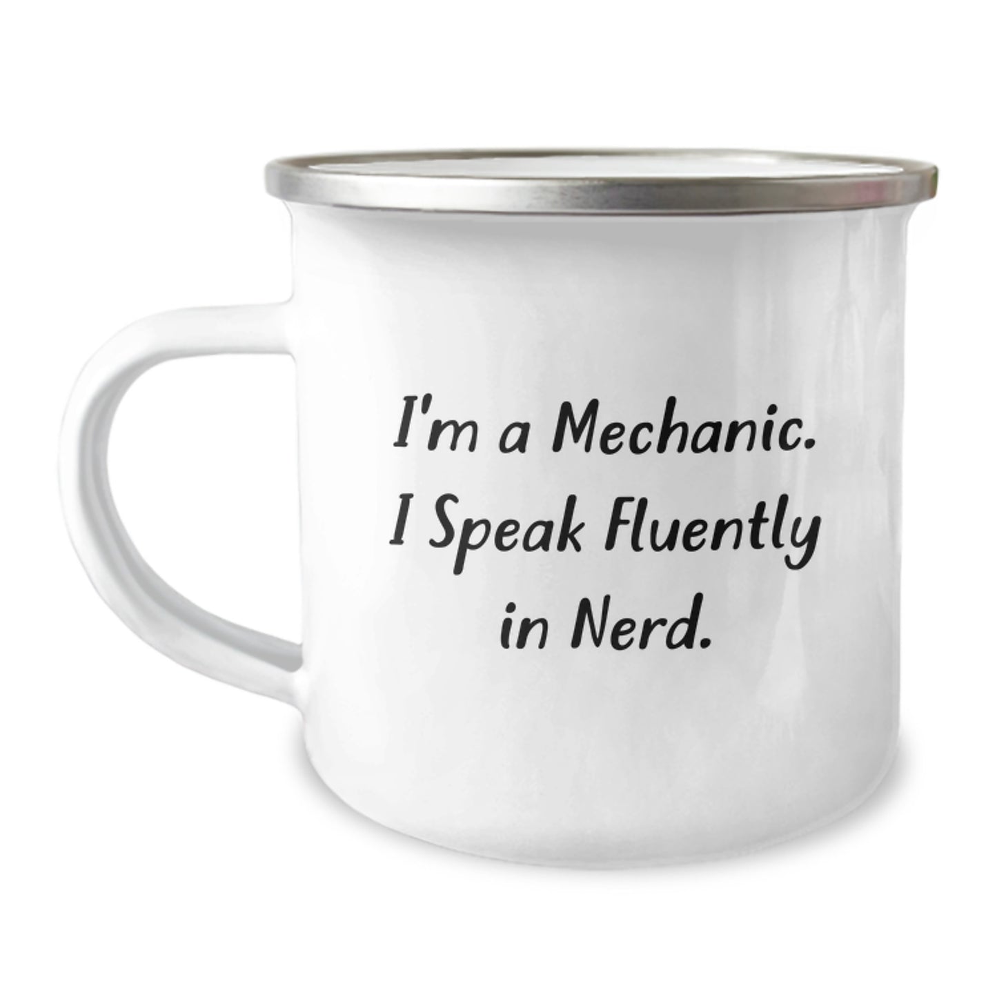 Funny Mechanic Gifts for Him, Camping Mug for Birthday 'I'm A Mechanic. I Speak Fluently In genius.' from Friends, Perfect for Men Mechanic, Unique Birthday Unique Gifts for Him - Image 1