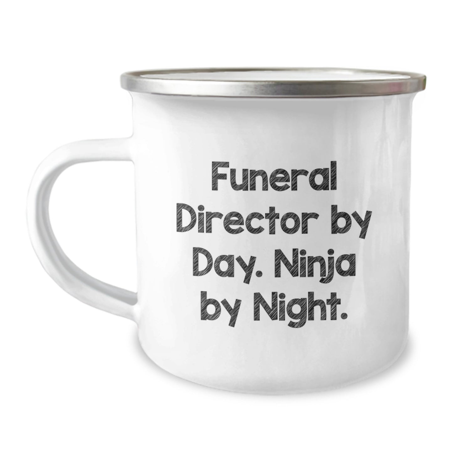 Funny Funeral Director Gifts from Men, Gifts for Funeral Director, Camping Mug with 'Funeral Director By Day. Ninja By Night.' Quote, Graduation Unique Gifts - Image 1