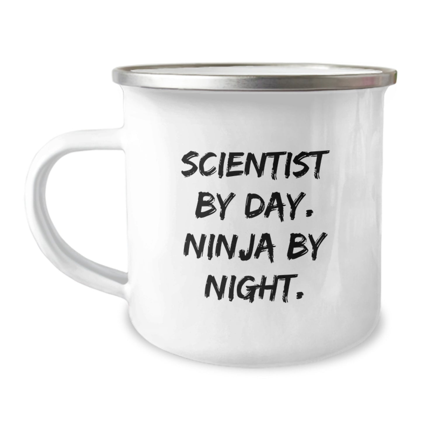 Scientist Gifts: Funny Camping Mug 'Scientist By Day. Ninja By Night.' for Birthday from Friends - Image 1