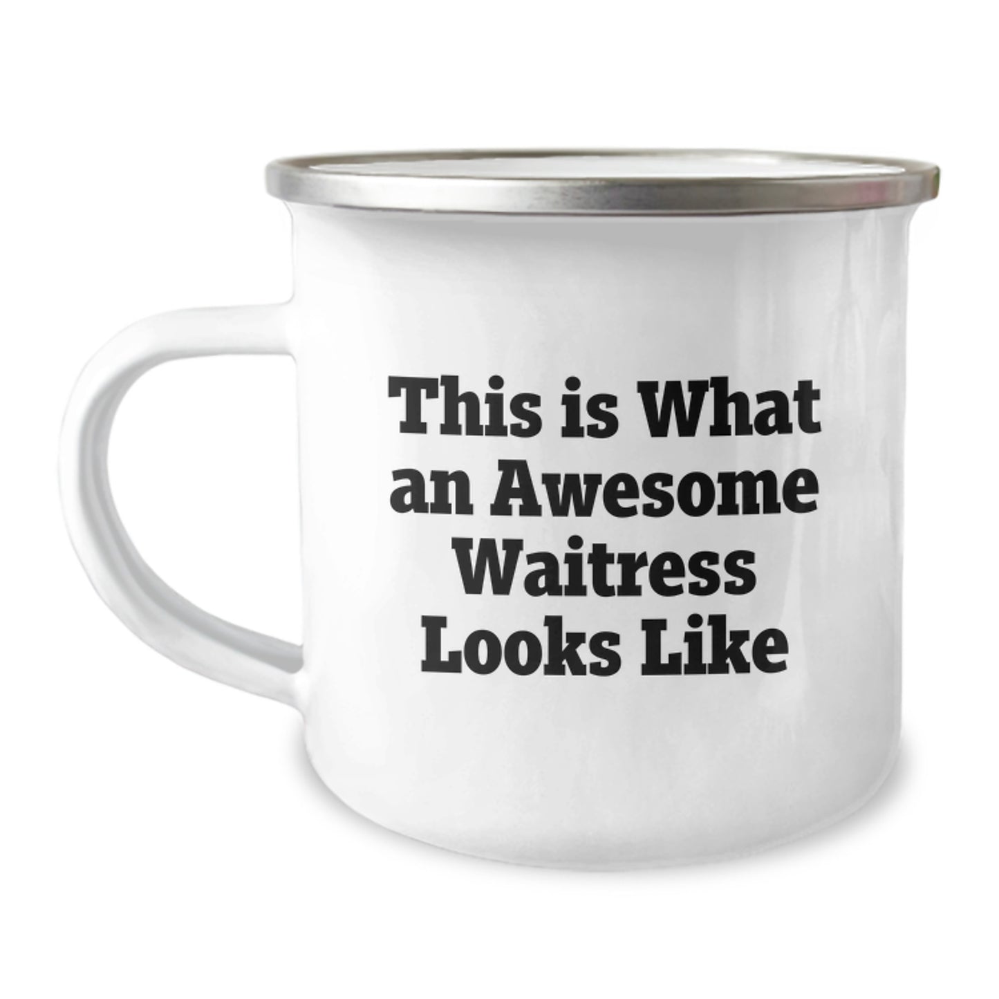 Funny Quotes for Waitress Gifts - 'This Is What An Awesome Waitress Looks Like' Camping Mug for Graduation, Gifts from Friends to Waitress - Image 1
