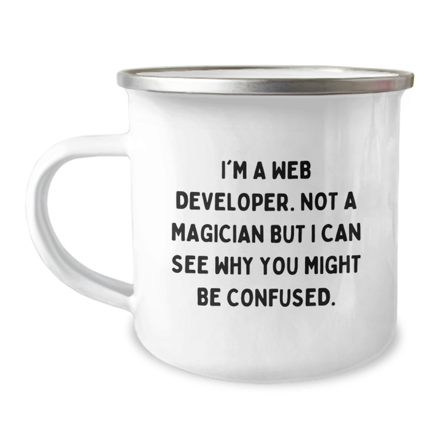 Funny Web Developer Birthday Unique Gifts from Friends, Unique Camping Mug for Men, I'm A Web Developer. Not A Magician But I Can See Why You Might Be Confused. Gifts for Web Developer - Image 1