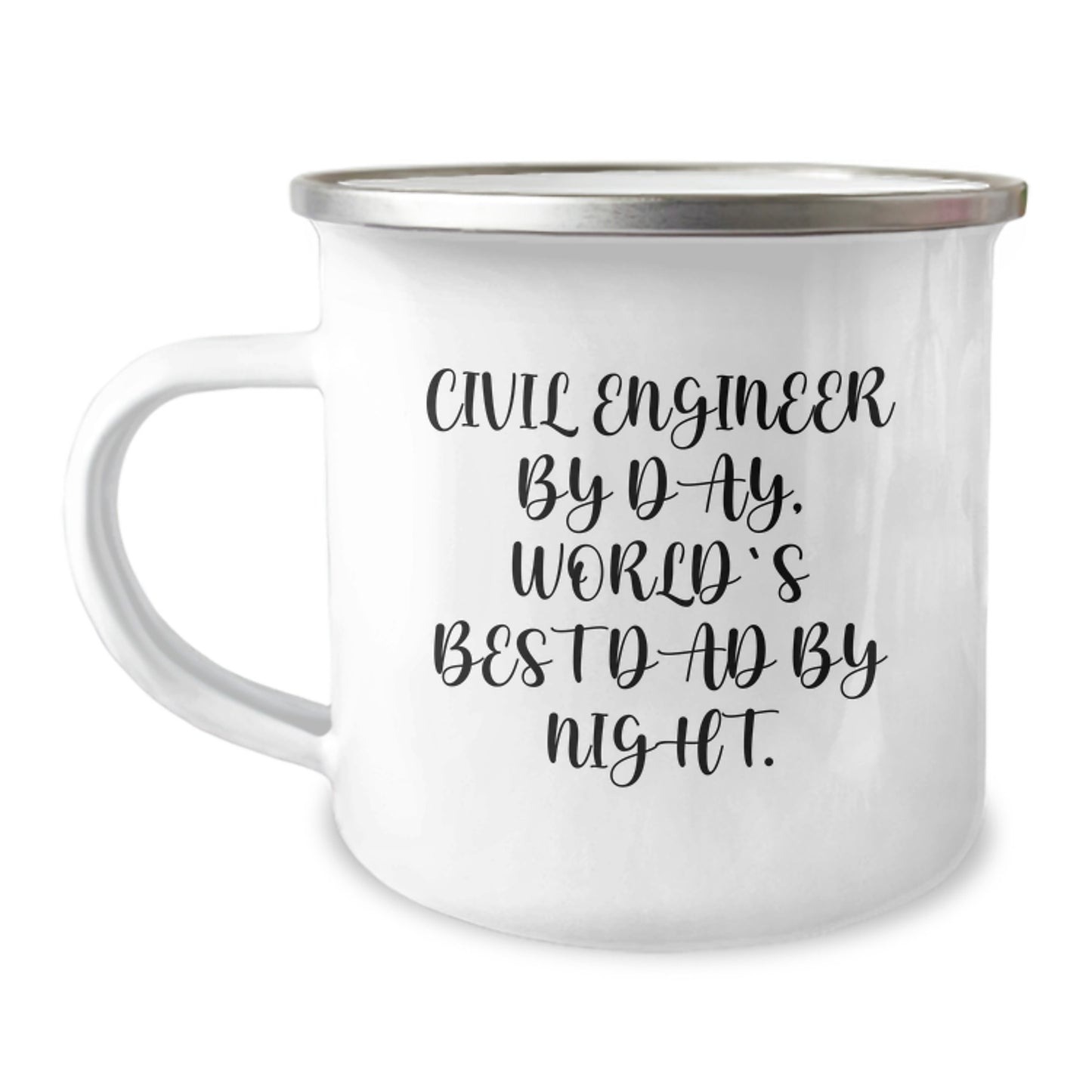 Civil Engineer Gifts Funny Birthday Camping Mug, 'Civil Engineer By Day, World's Best Dad By Night.' Gifts from Dad to Civil Engineer - Image 1