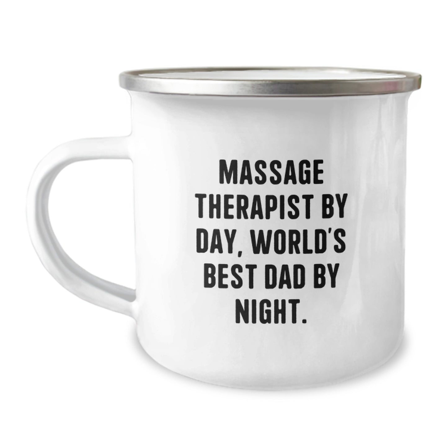 Funny Massage Therapist Gifts for Men - Camping Mug, 'Massage Therapist By Day, World's Best Dad By Night.' - Gifts from Dads to Massage Therapist on Birthday - Image 1