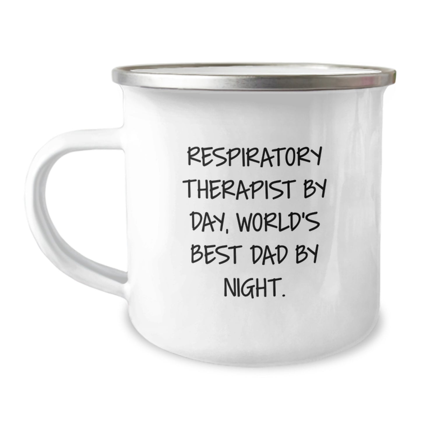 Respiratory Therapist Gifts from Dad - Funny Camping Mug for Birthday - 'Respiratory Therapist By Day, World's Best Dad By Night.' - Image 1