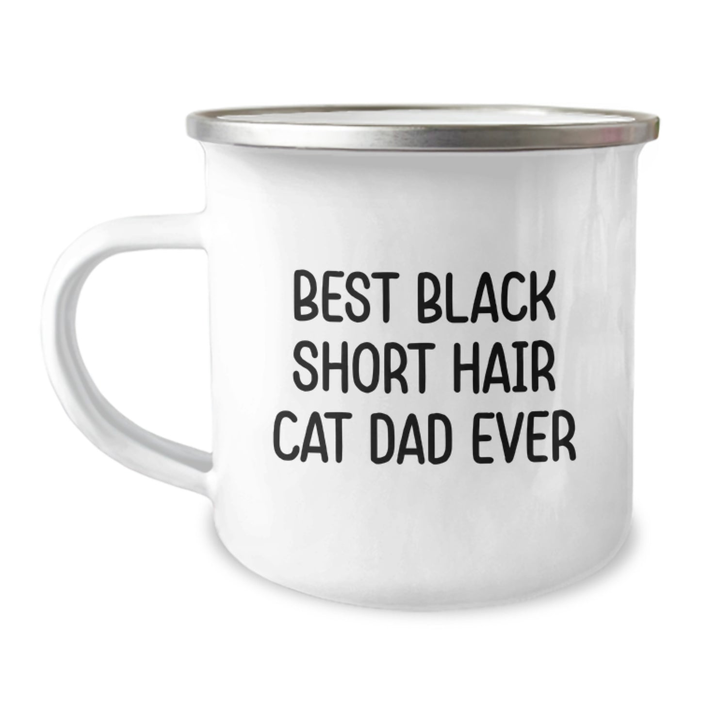 Funny Black Short Hair Cat Dad Gifts from Men to Friends for Birthday Unique Camping Mug - Image 1