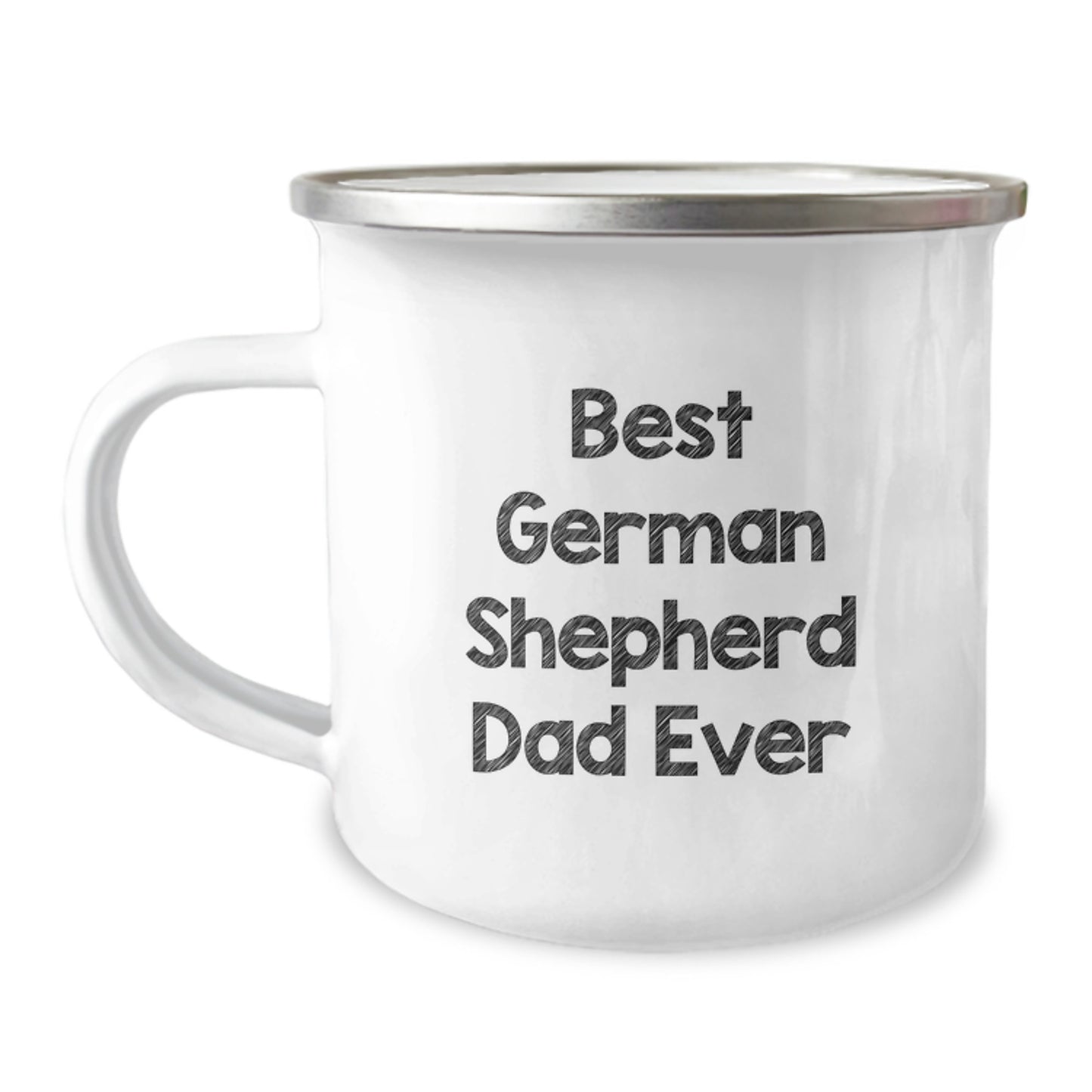 Funny German Shepherd Dog Camping Mugs for Dad Gifts from Family to Men, 'Best German Shepherd Dad Ever' Inspirational Quote, 12 oz Stainless Steel with Enamel Finish - Image 1