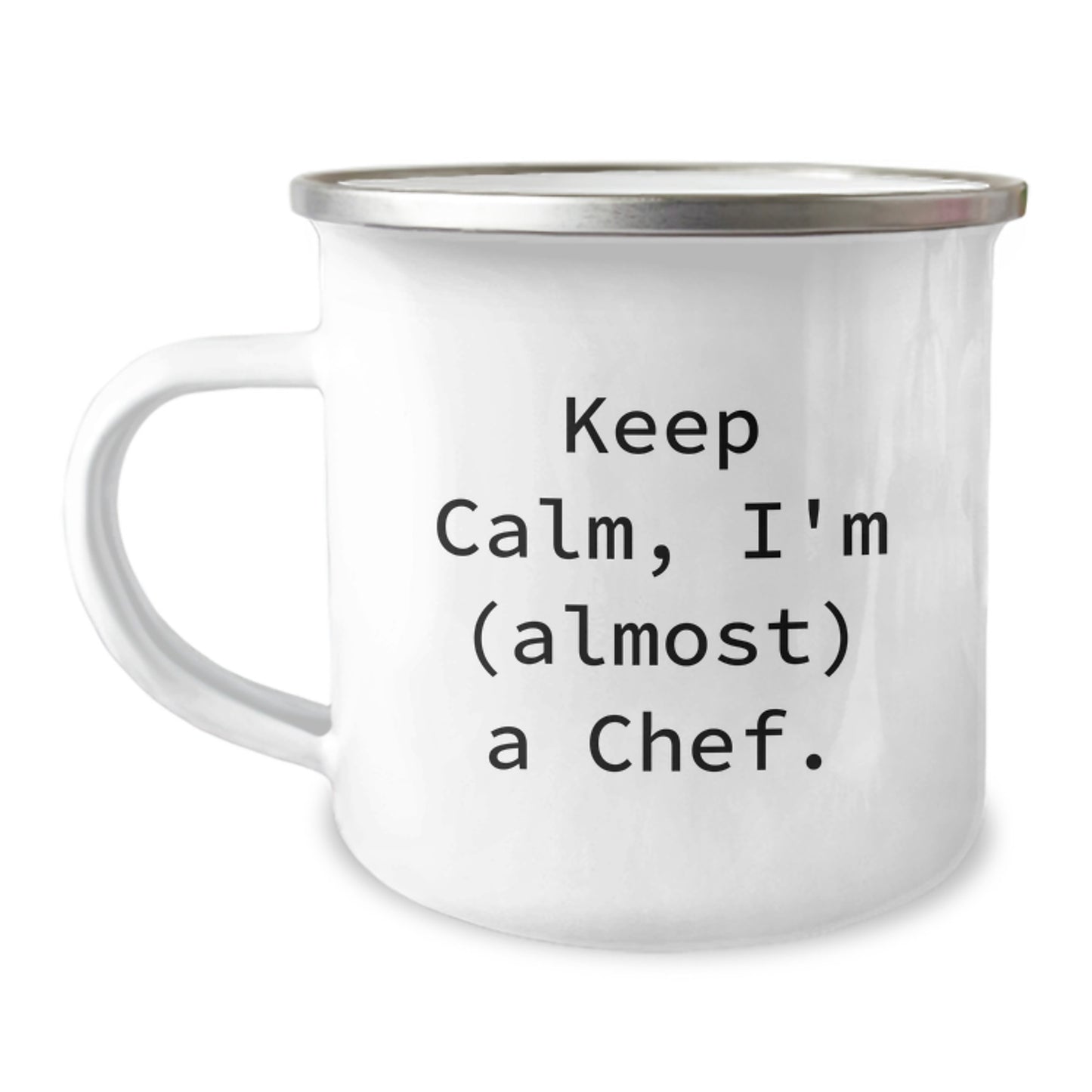 Funny Chef Gifts for Men, Camping Mug with Keep Calm I'm almost a Chef Quote, Unique Christmas Unique Gifts from Friends to Family - Image 1