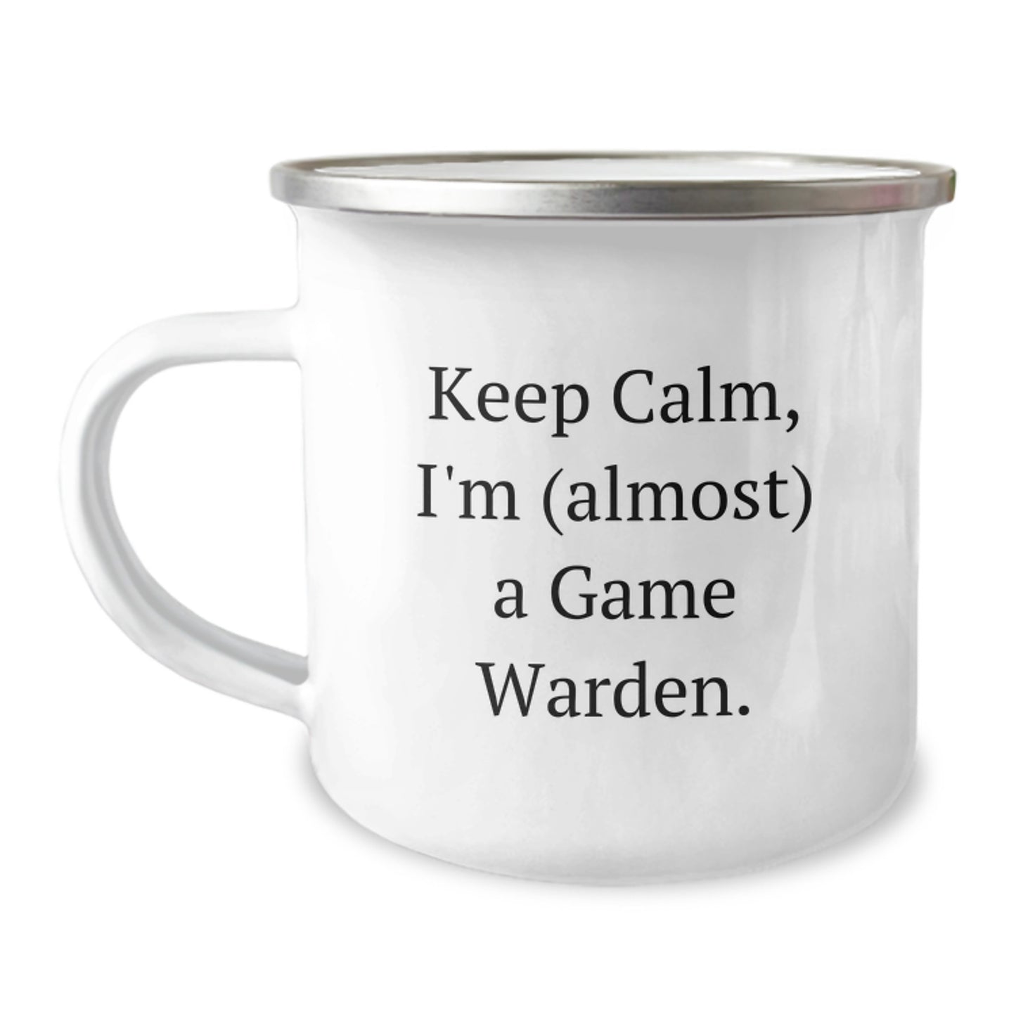 Fun Camping Mug for Game Warden Enthusiasts, Funny Gift from Friends and Family, Keep Calm I'm (almost) A Game Warden, Perfect Christmas Unique Gifts - Image 1