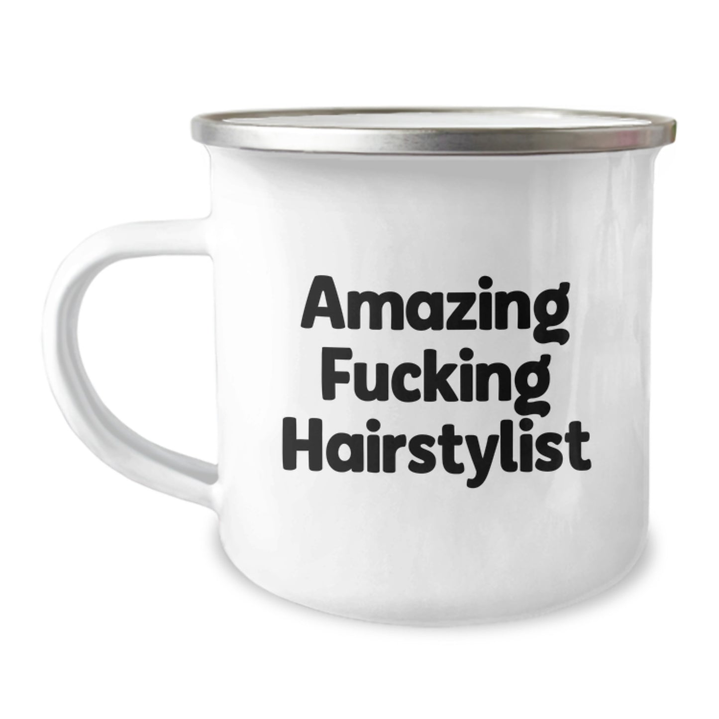 Funny Hairstylist Gifts from Friends, Amazing 'F--king Hairstylist' Camping Mug, Unique Christmas Unique Gifts for Hairstylists - Image 1