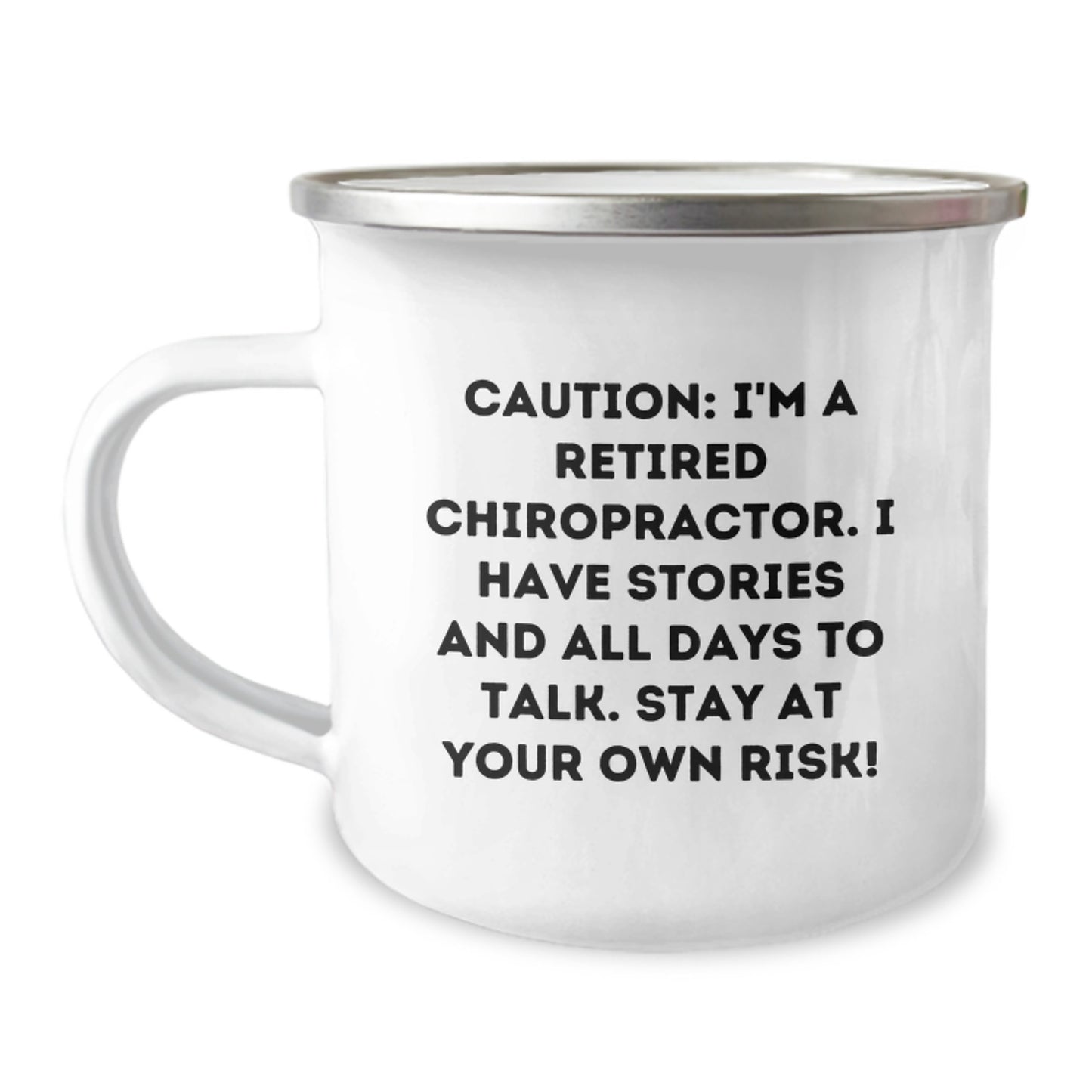 Chiropractor Camping Mug for Graduation Warnings from a Retired Doc - Gifts for Men, Women, or Coworkers - Image 1