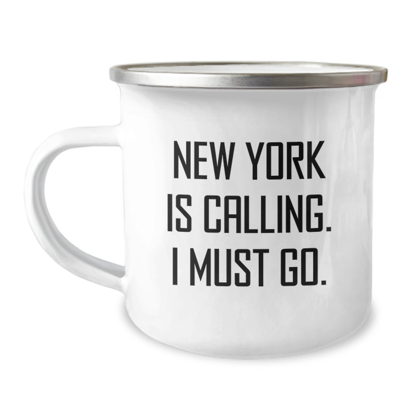New York Calling Gifts for Men from Friends, Funny Camping Mug for Graduation, I Must Go - Image 1