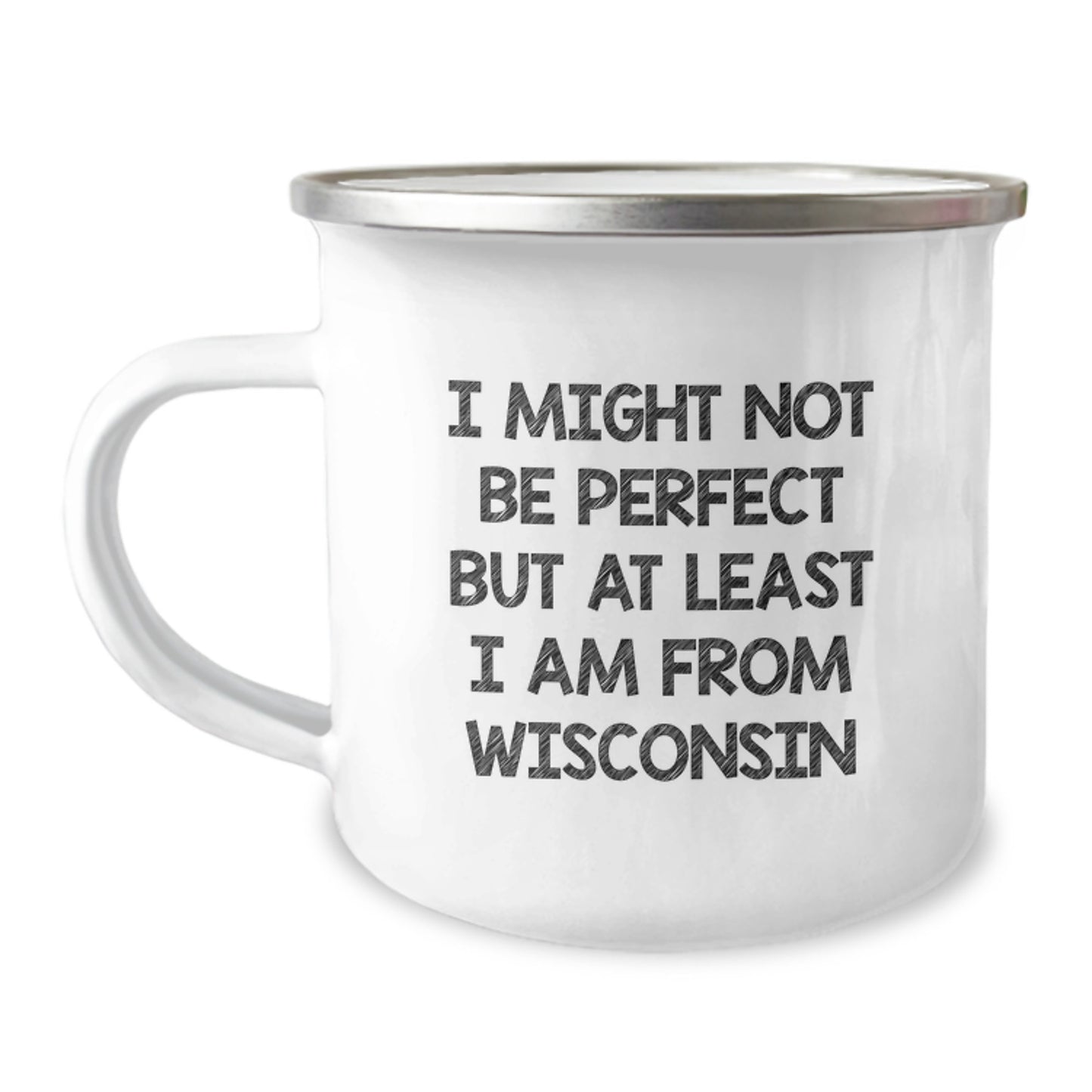 Wisconsin Gifts from Friends for Men, Cute Camping Mug with 'I Might Not Be Perfect' - Image 1