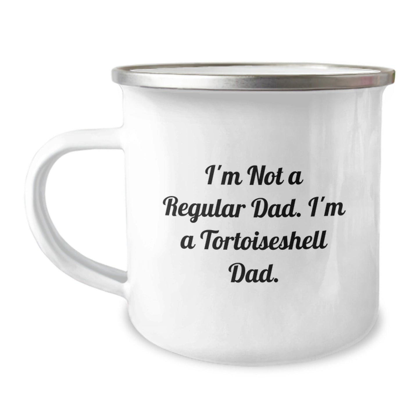 Tortoiseshell Cat Dad Camping Mug, Funny Quote Gifts for Men, Unique Graduation Gift from Dad to Son, 12 oz Stainless Steel - Image 1