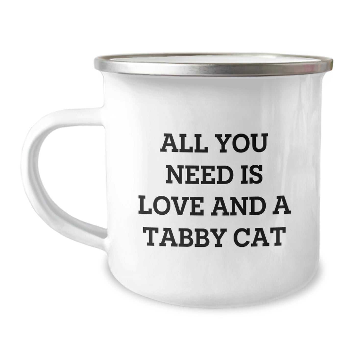 Love and Tabby Cats, Camping Mug Gifts for Men Friends Family, Funny Inspirational Quote, 12 oz Stainless Steel - Image 1
