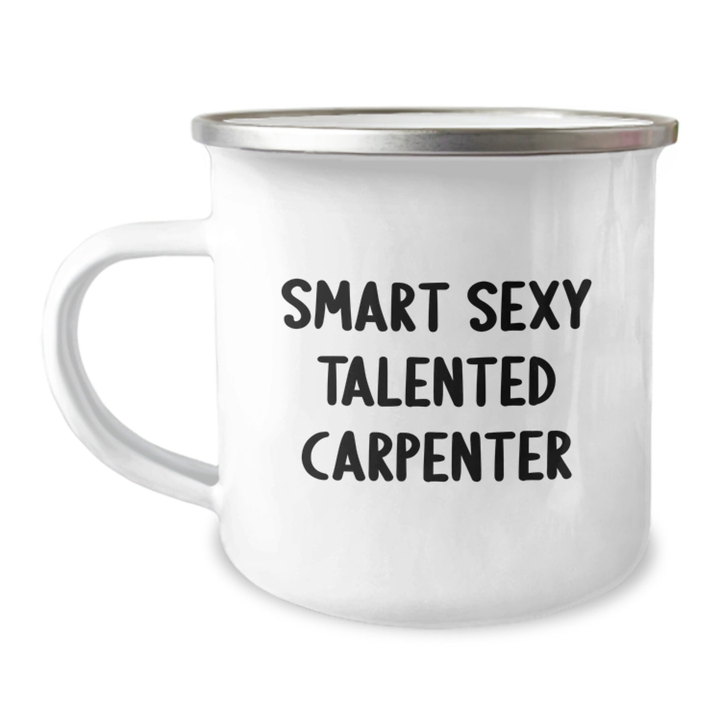 Smart Sexy Talented Carpenter Funny Gifts from Friends and Family for Birthday - 'He's the Master of His Domain' Camping Mug - Image 1