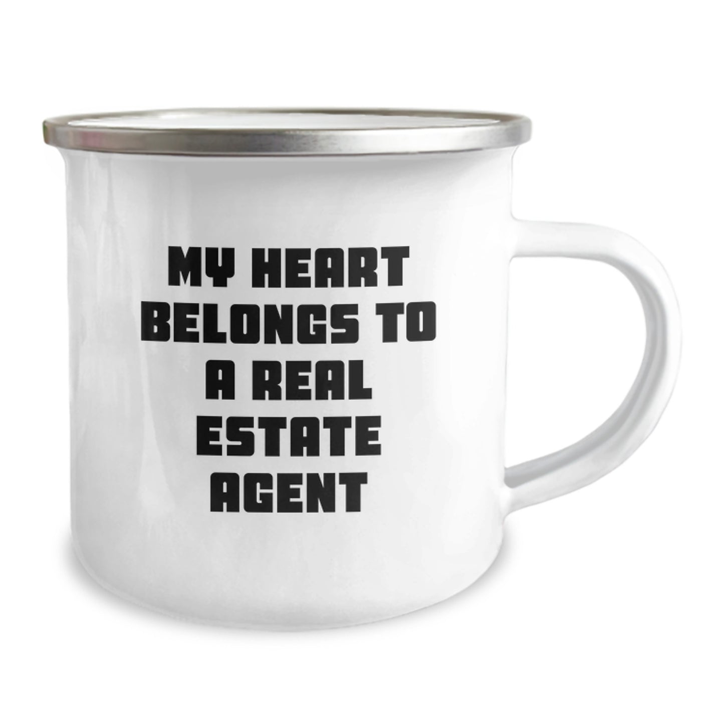 Funny Real Estate Agent Gifts for Christmas, Camping Mugs with My Heart Belongs To A Real Estate Agent, Unique Gifts from Friends for Real Estate Agent - Image 2