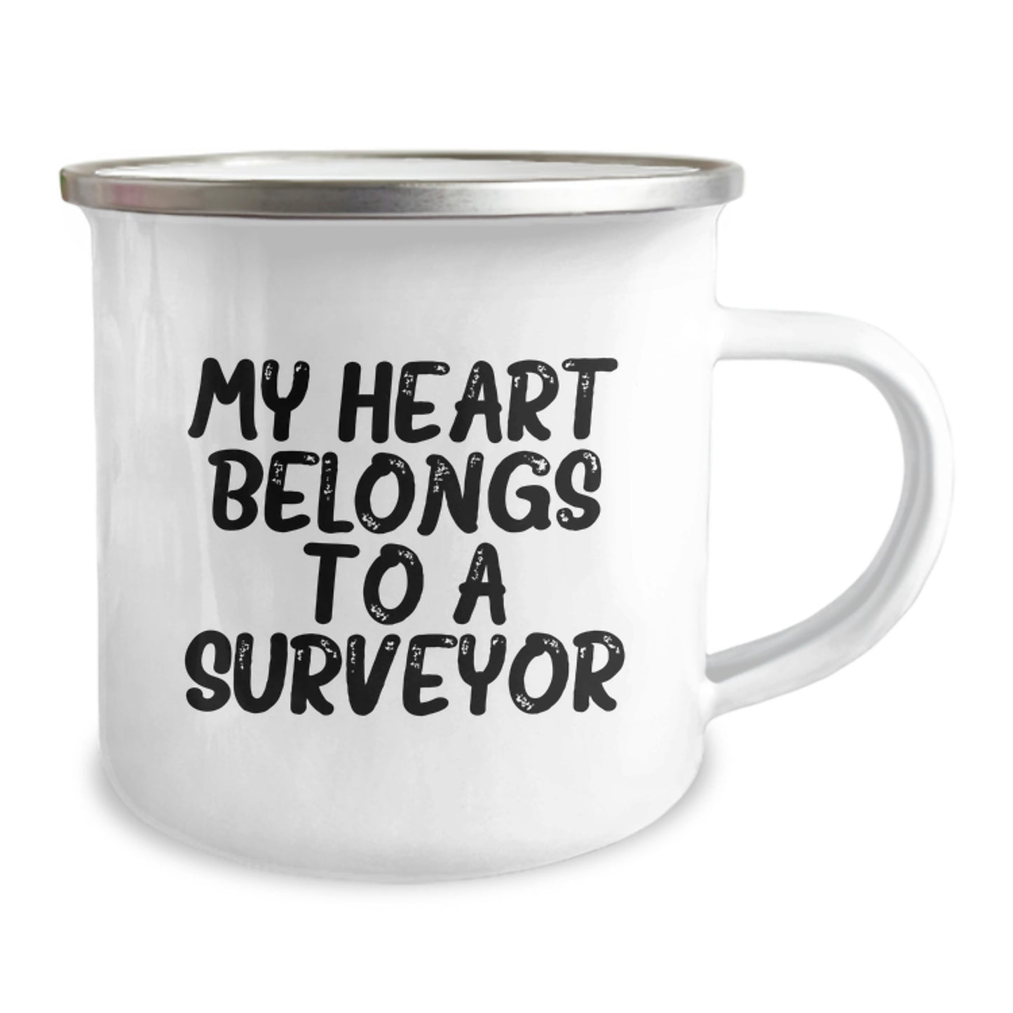 Funny Surveyor Gifts for Surveyor, Unique Christmas Unique Gifts from Men, Camping Mug with 'My Heart Belongs To A Surveyor' Quote - Image 2