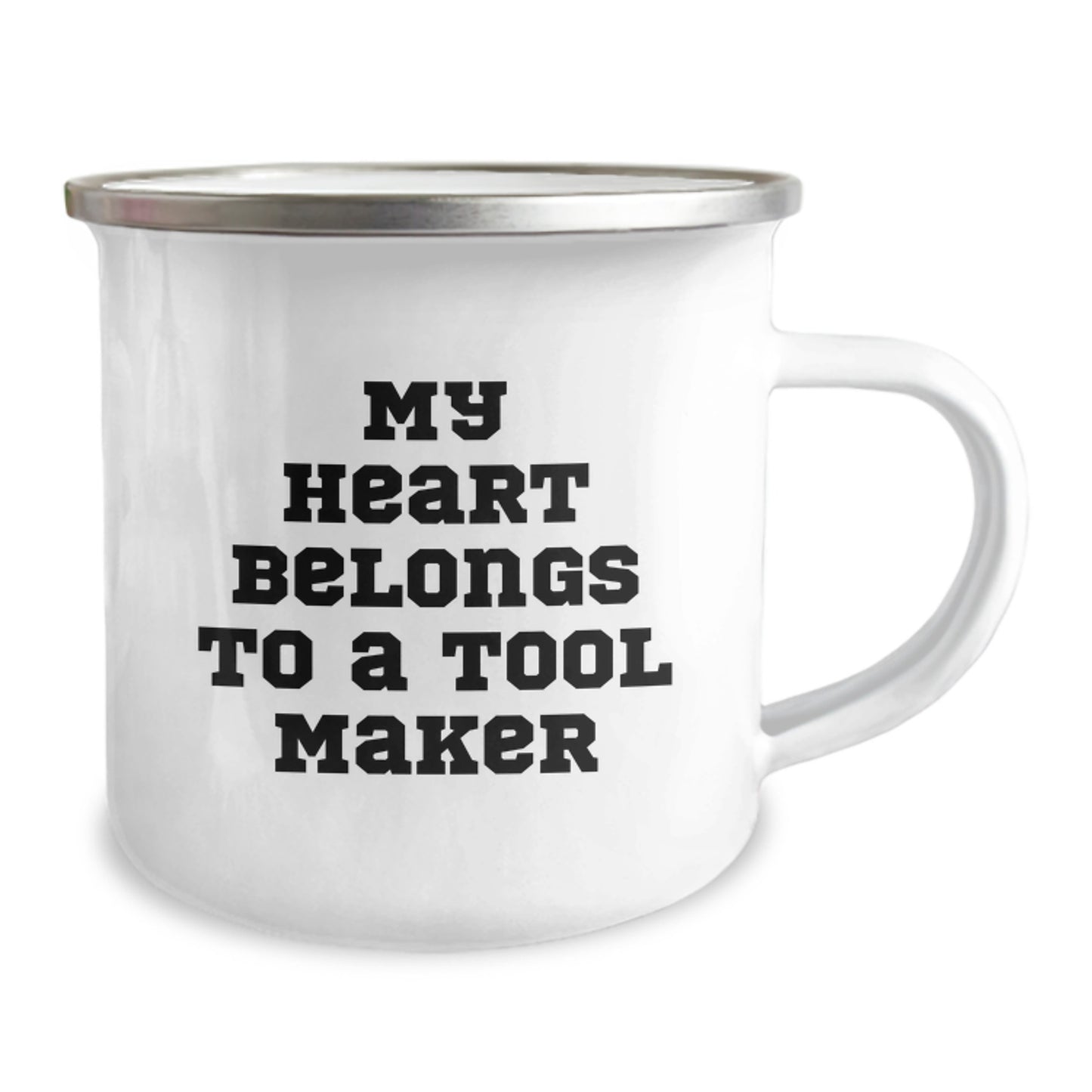 Funny Tool Maker Gifts for Him, 'My Heart Belongs To A Tool Maker' Camping Mug, Unique Christmas Unique Gifts from Friends, Family for Men, Enamel Stainless Steel - Image 2