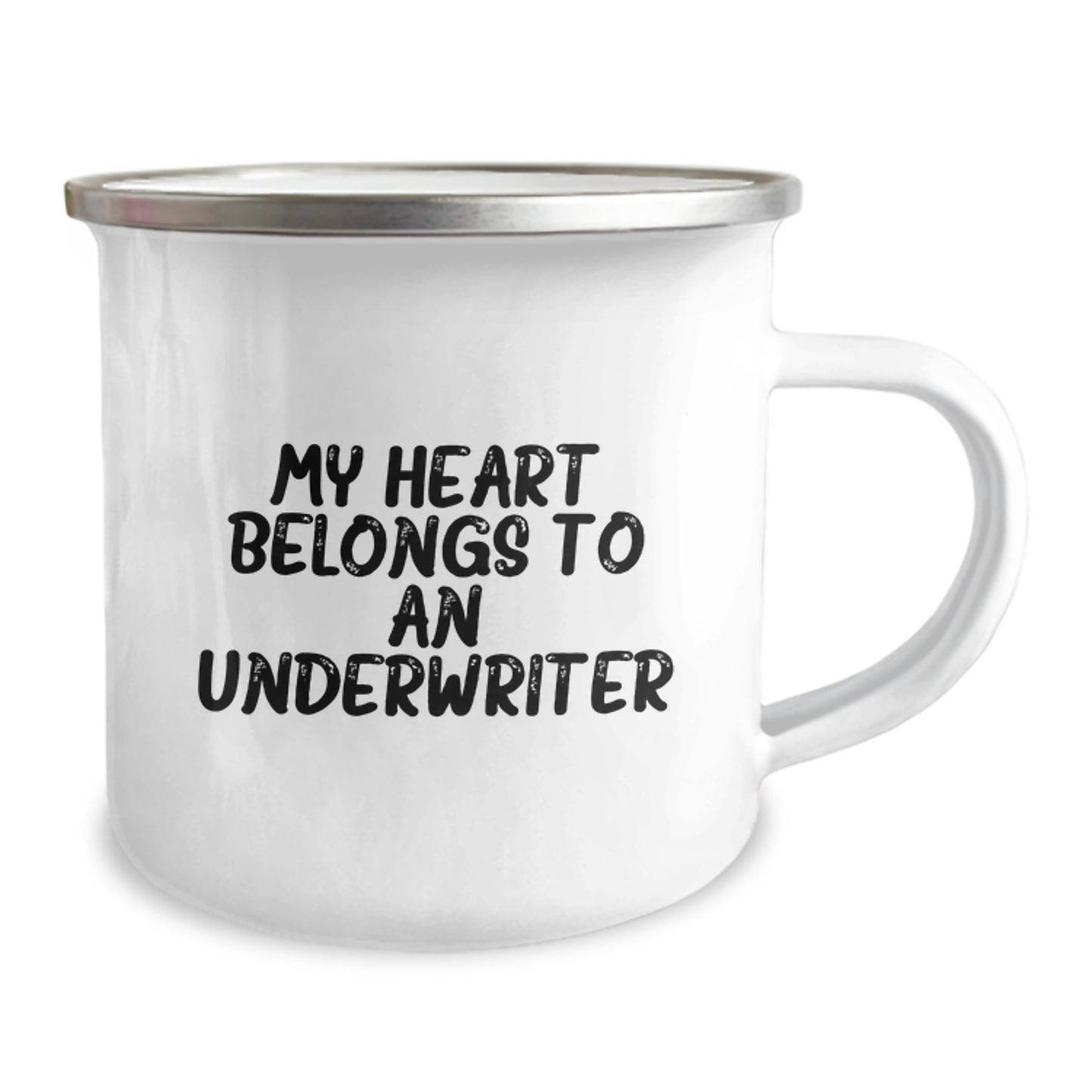 Funny Underwriter Gifts from Men, Unique Christmas Unique Gifts for Underwriter, 'My Heart Belongs To An Underwriter' Camping Mug - Image 2