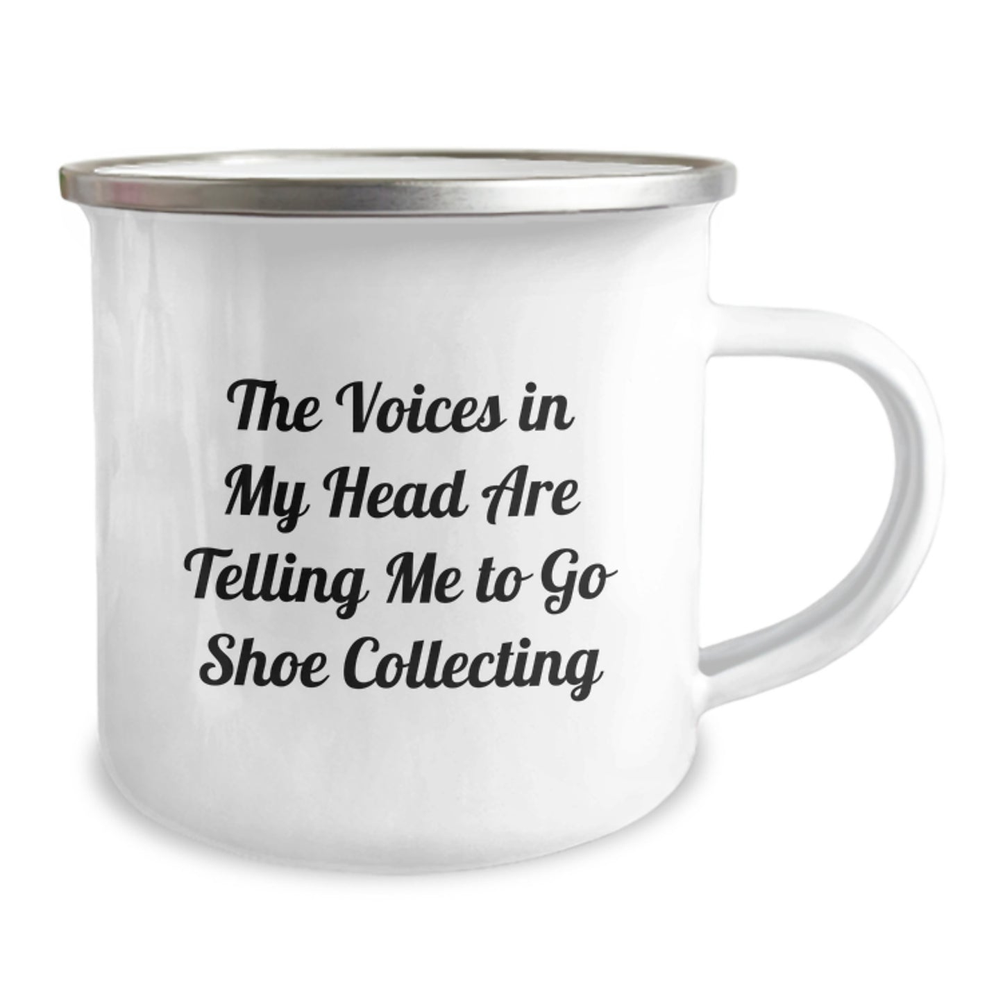 Funny Shoe Collecting Gifts for Friends, Christmas Unique Mugs, Camping Mug with Inspirational Quote - 'The Voices In My Head Are Telling Me To Go Shoe Collecting' - Image 2