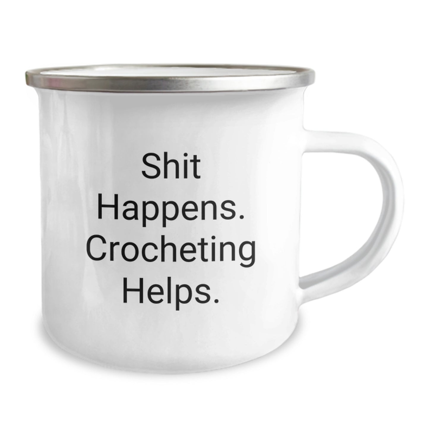 Funny Crocheting Gifts for Christmas, Camping Mug with Shit Happens. Crocheting Helps., Perfect for Women, Friends, and Family - Image 2
