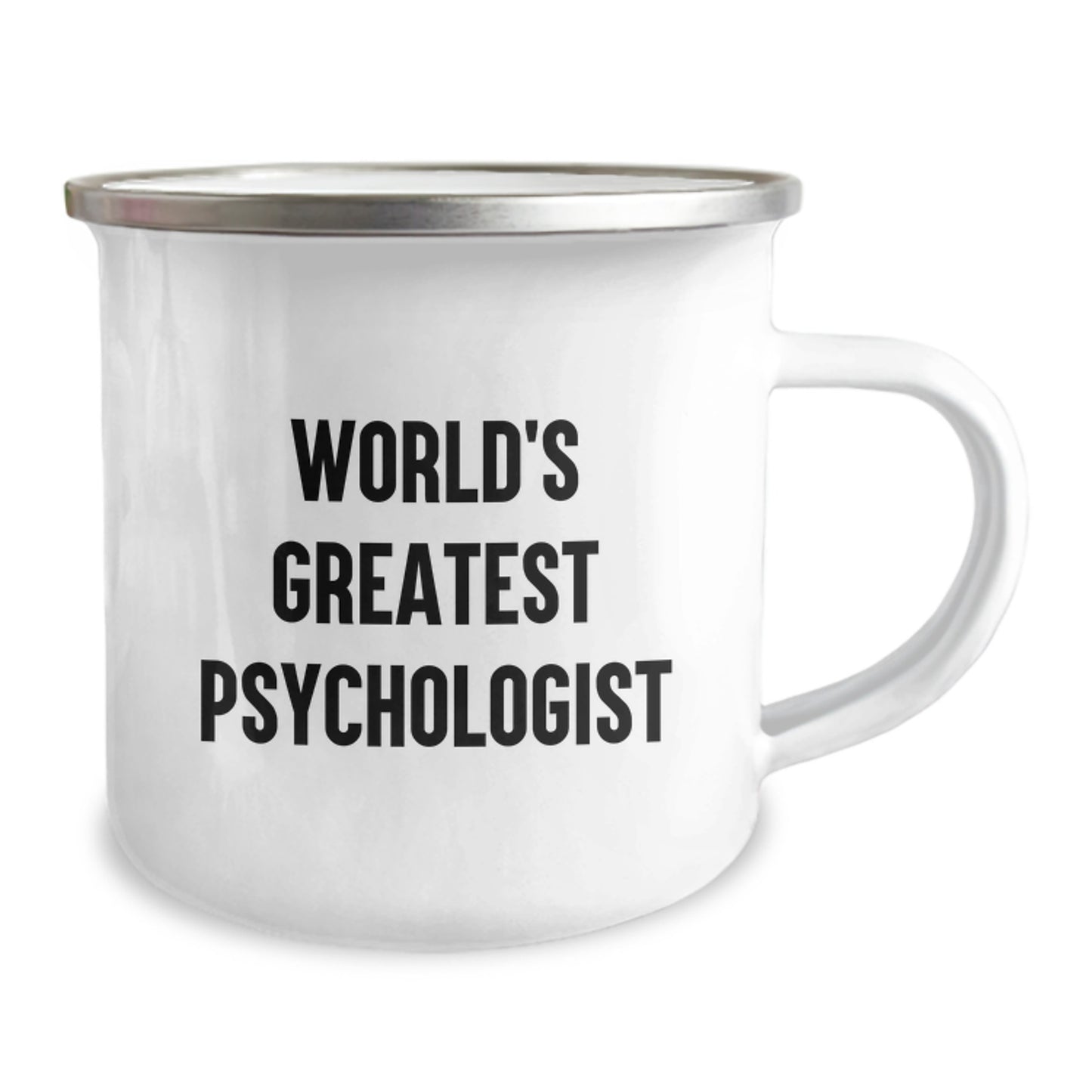 Funny World's Greatest Psychologist Gifts from Dad for Father's Day Camping Mug - 12 oz Stainless Steel Enamel Finish - Image 2