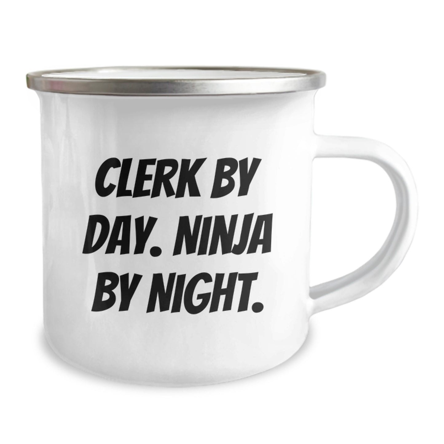Clerks by Day, Ninja by Night, Funny Camping Mug for Birthday Unique Gifts from Friends to Coworkers - Image 2