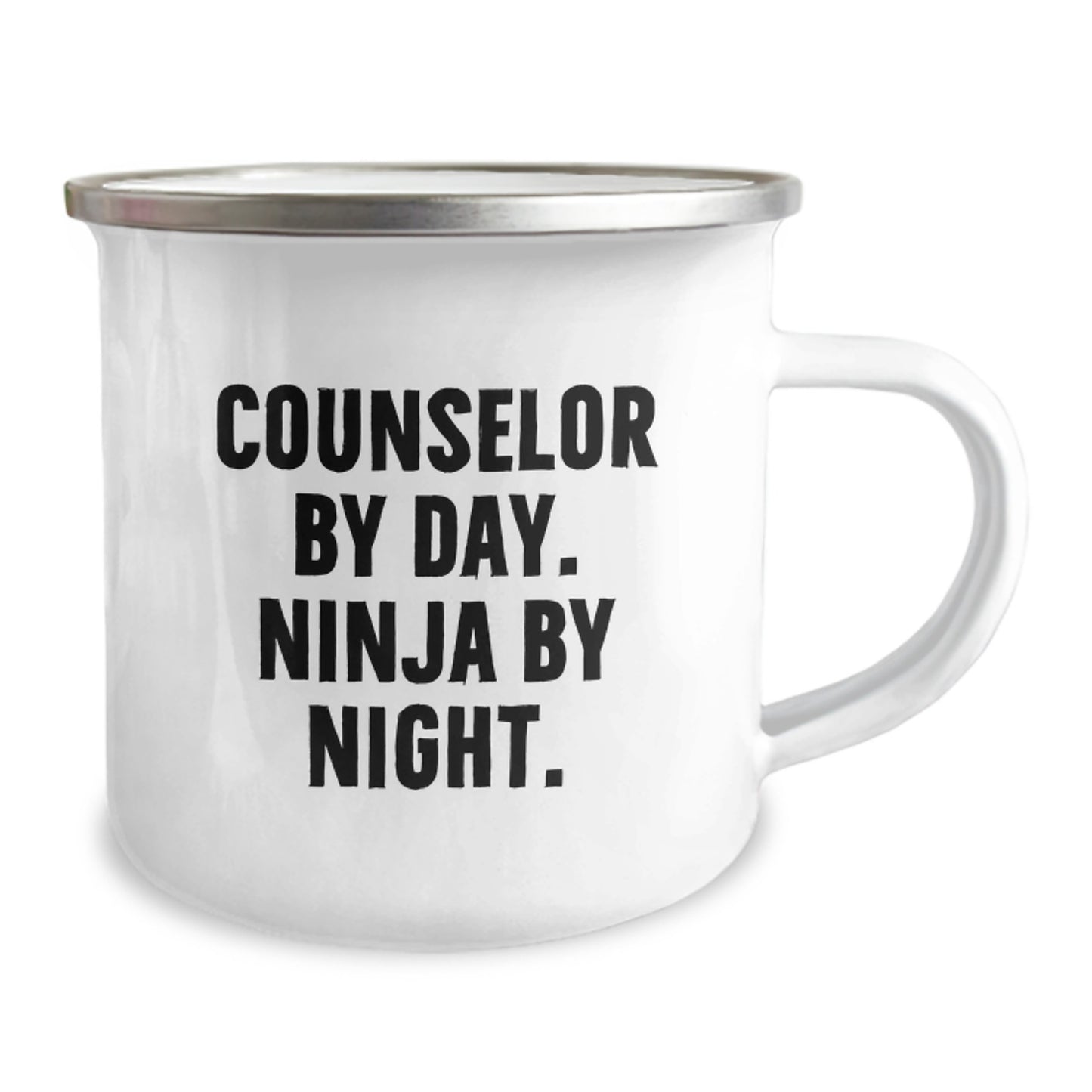 Counselor By Day, Ninja By Night, Funny Counselor Gifts for Birthday from Friends - 12 Oz Stainless Steel Camping Mug - Image 2