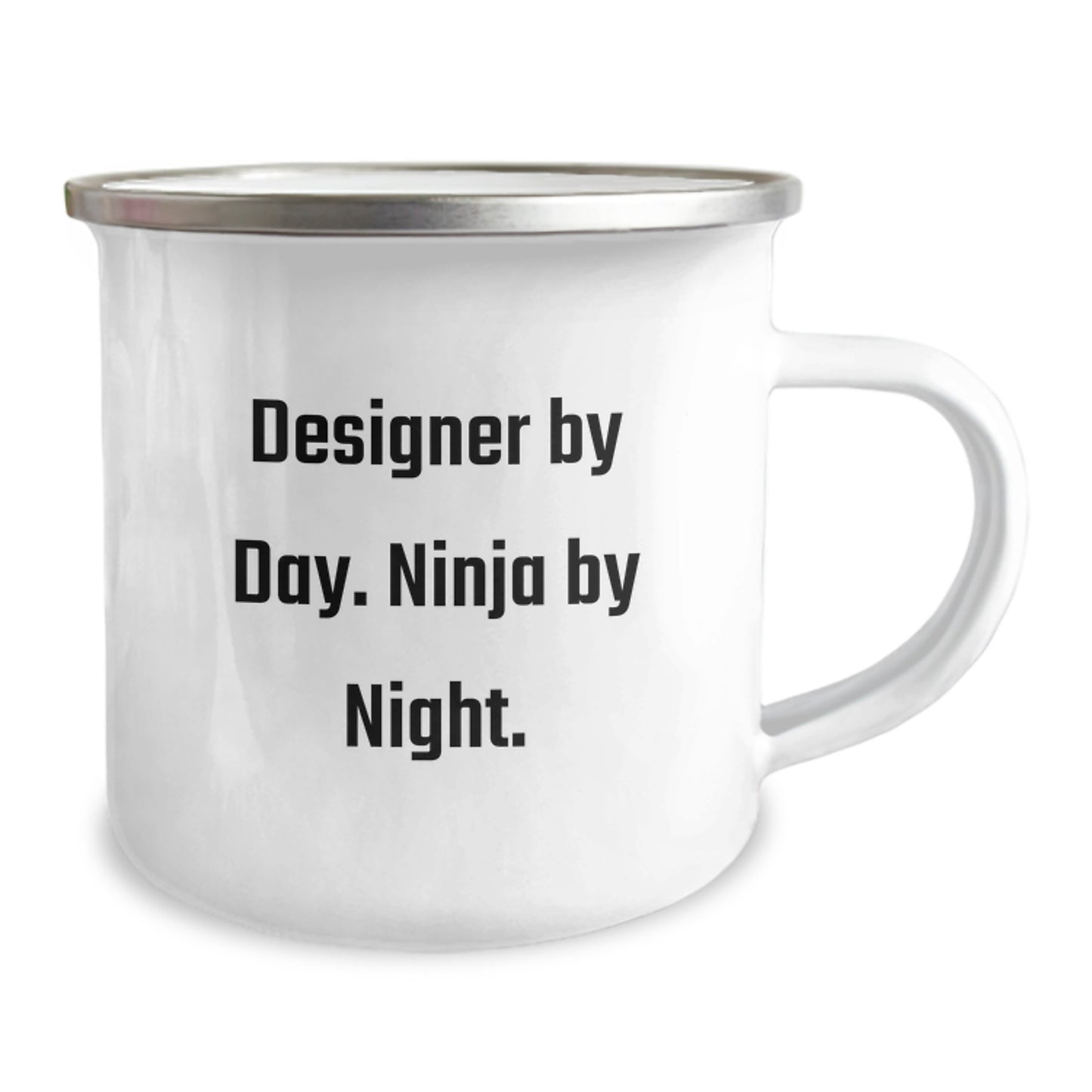 Designer Camping Mug for Christmas, Funny Gift for Friends or Family by Designer By Day. Ninja By Night. - Image 2