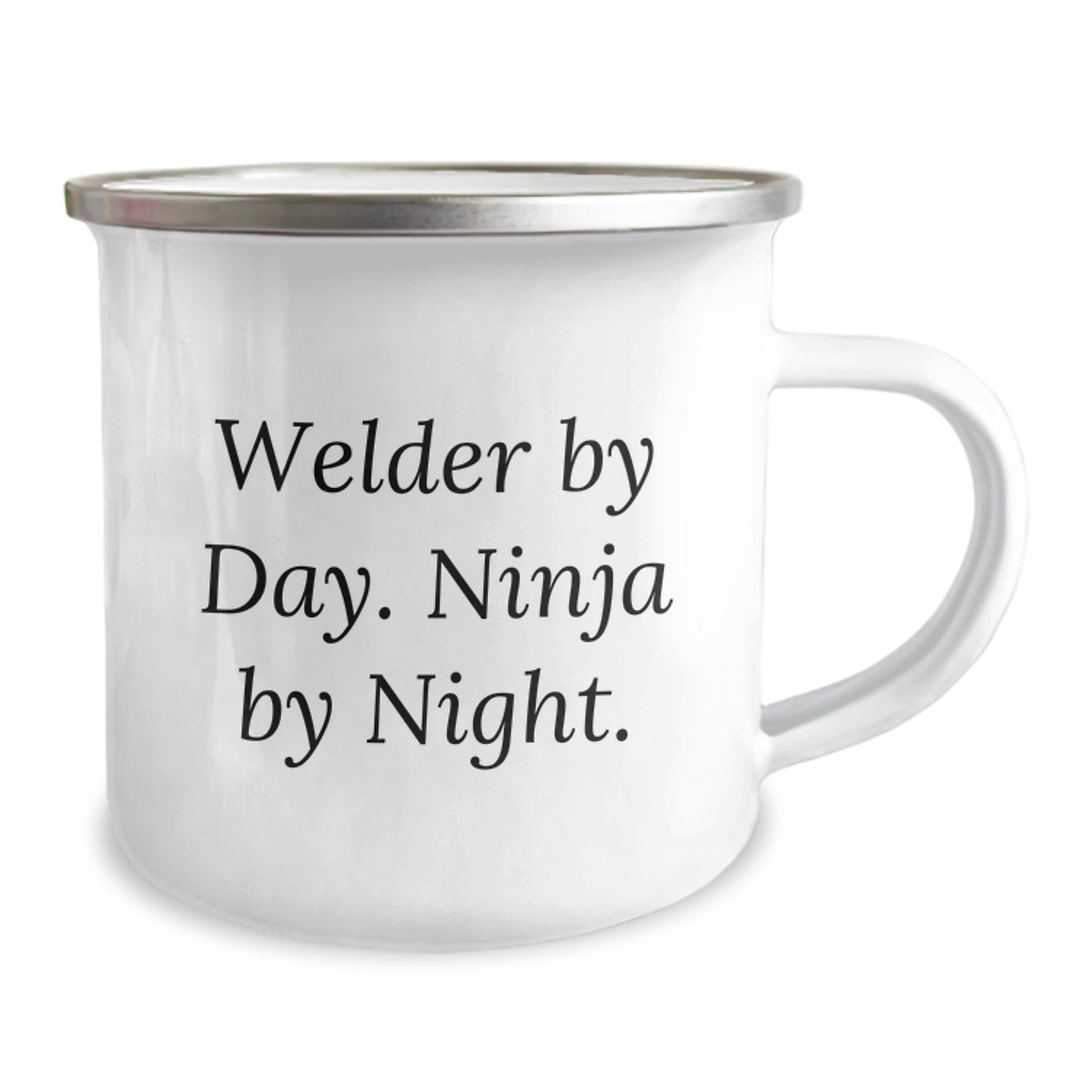Funny Welder Gifts for Birthday - 'Welder By Day. Ninja By Night.' Camping Mug, Stainless Steel - Image 2