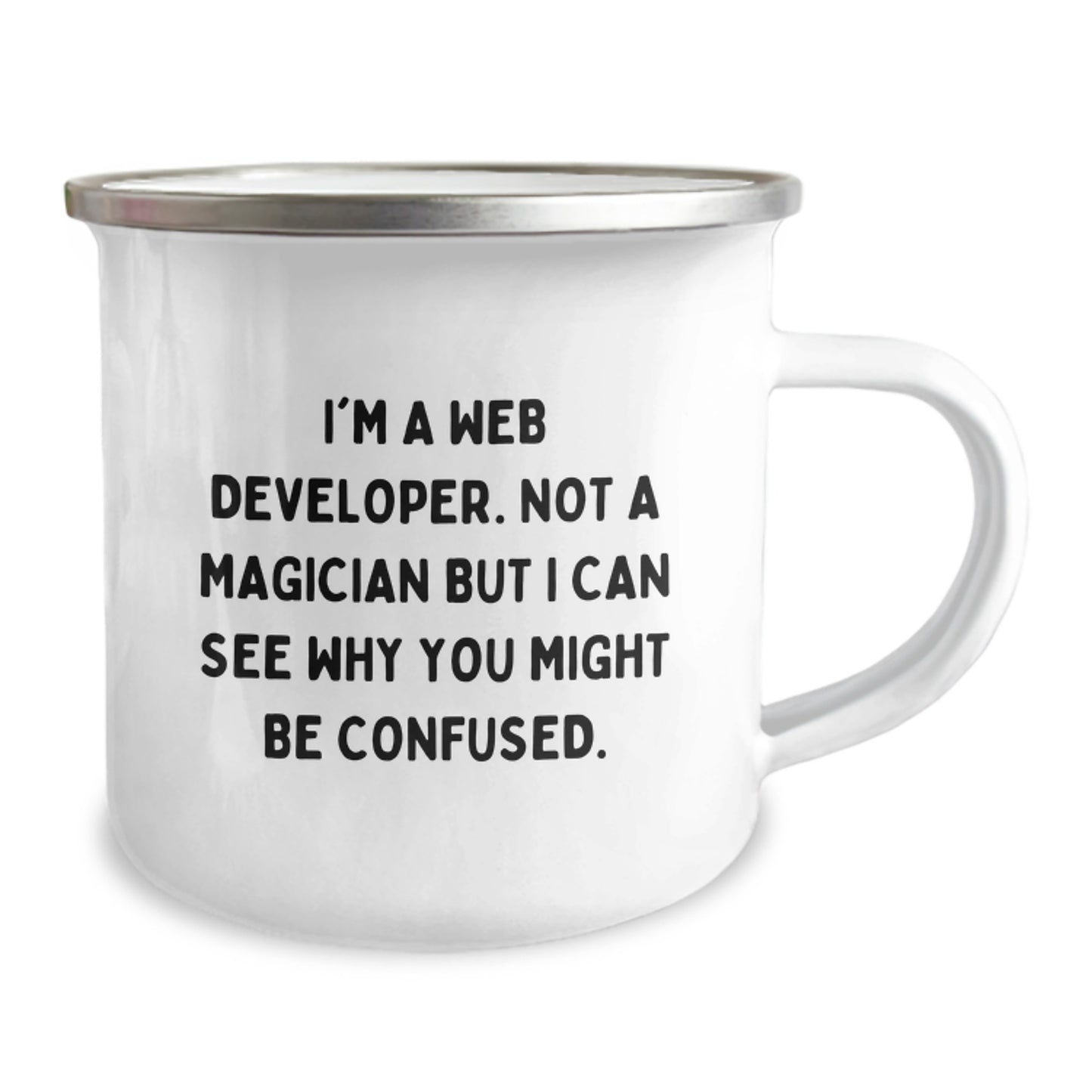 Funny Web Developer Birthday Unique Gifts from Friends, Unique Camping Mug for Men, I'm A Web Developer. Not A Magician But I Can See Why You Might Be Confused. Gifts for Web Developer - Image 2