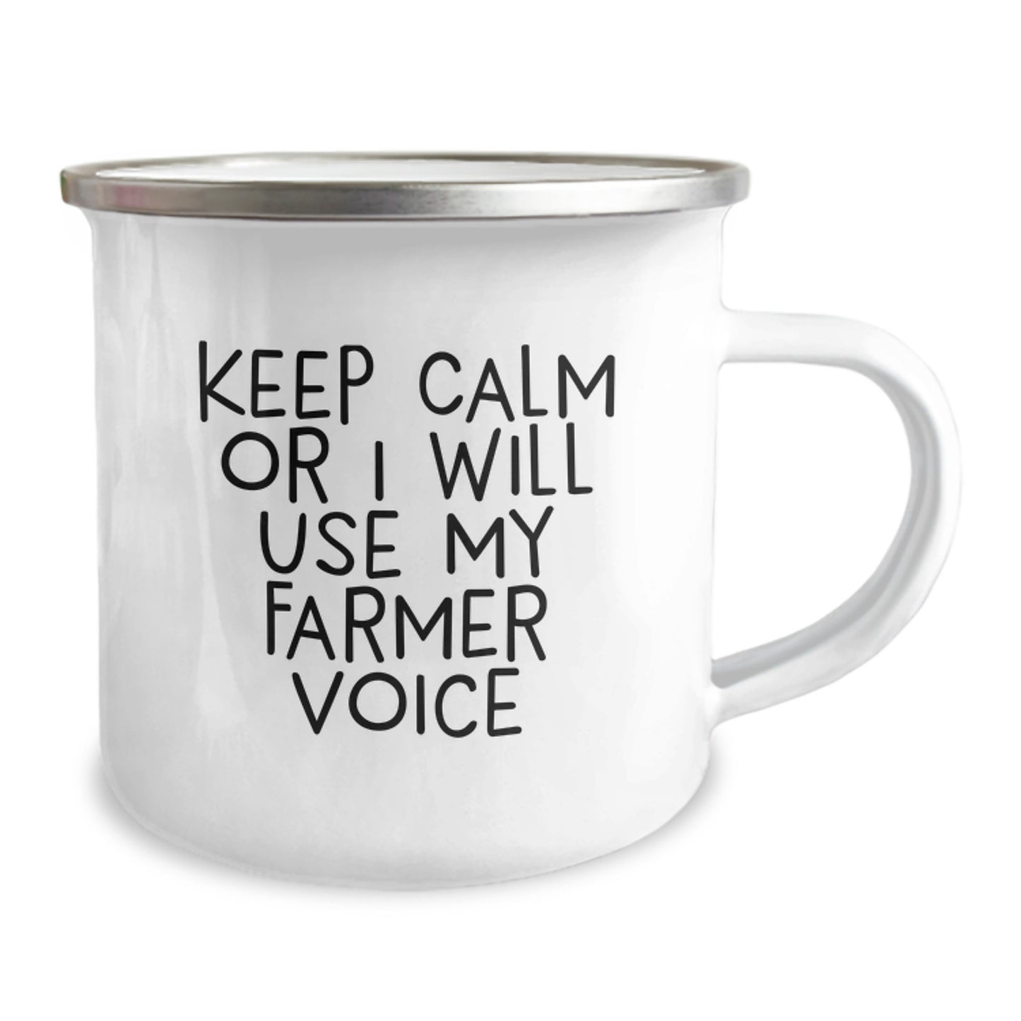 Funny Farm Gifts from Men to Farmer Friends on Mother's Day Unique Personalized Camping Mugs with Keep Calm Or I Will Use My Farmer Voice - Image 2