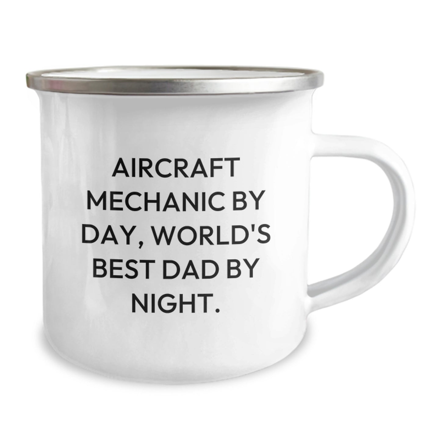 Funny Aircraft Mechanic Gifts for Men, 'Aircraft Mechanic By Day, World's Best Dad By Night.' Camping Mug for Birthday, Gifts from Family, Perfect for Airport Lounge or Outdoor Activities - Image 2
