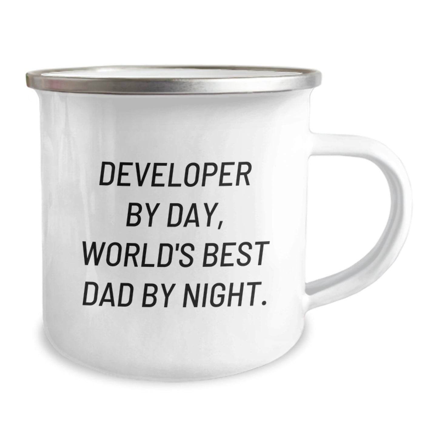 Developer Gifts, Funny Quote, Camping Mug for Birthday - Gifts from Dad to Developer, 'Developer By Day, World's Best Dad By Night.' - Image 2