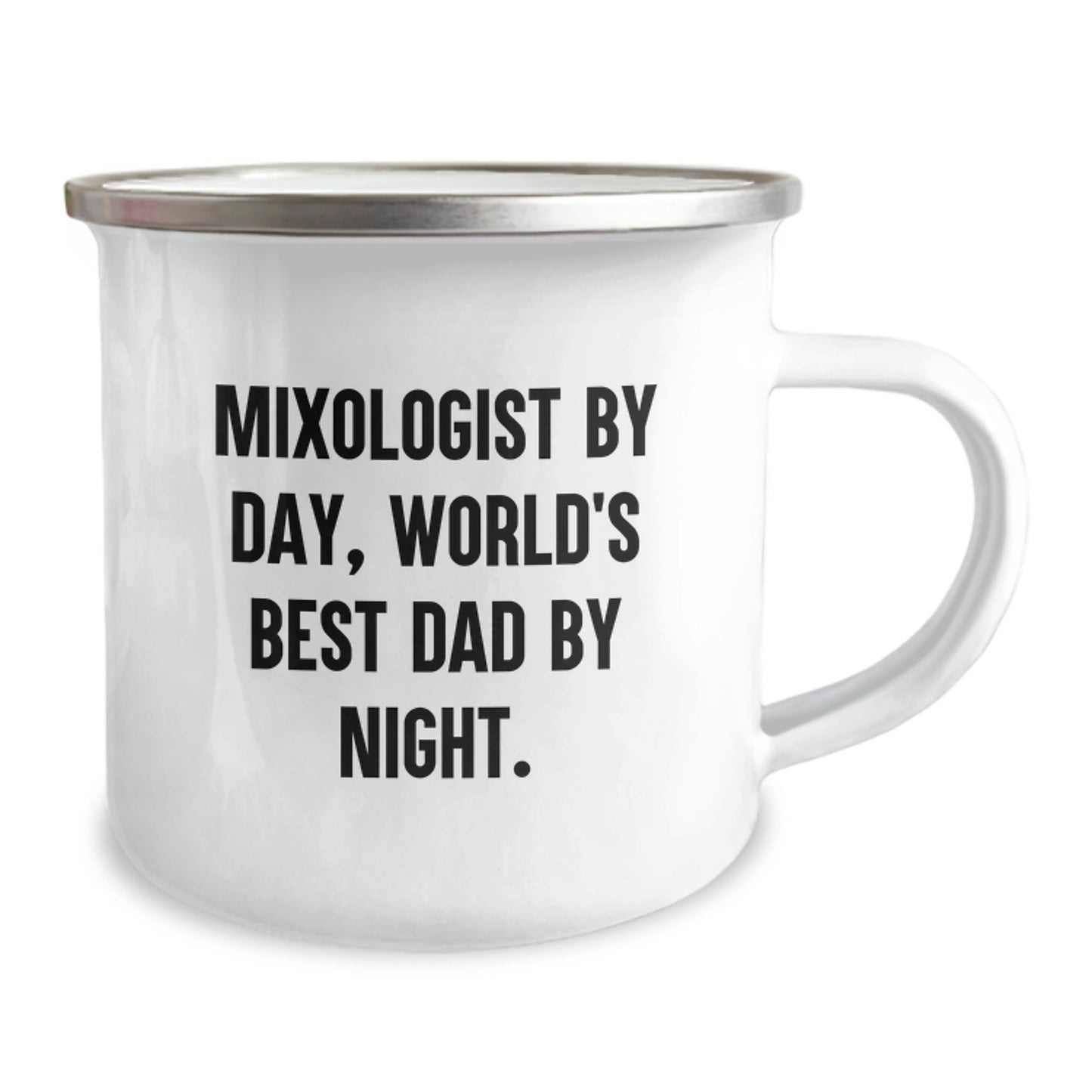 Funny Mixologist Gifts for Men - World's Best Dad Camping Mug, 12 oz Stainless Steel with Enamel Finish, Perfect for Christmas Unique Gifts - Image 2