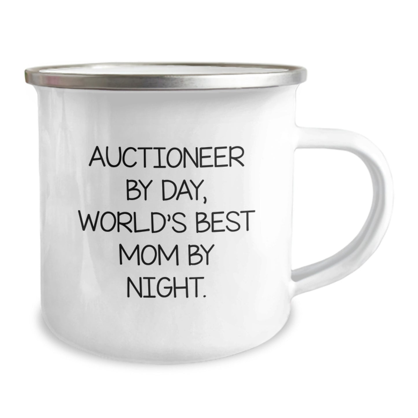 Auctioneer Gifts for Men Funny Camping Mug, Gifts from Mom for Auctioneer By Day World's Best Mom By Night, Camping Mug for Christmas Unique Gifts - Image 2